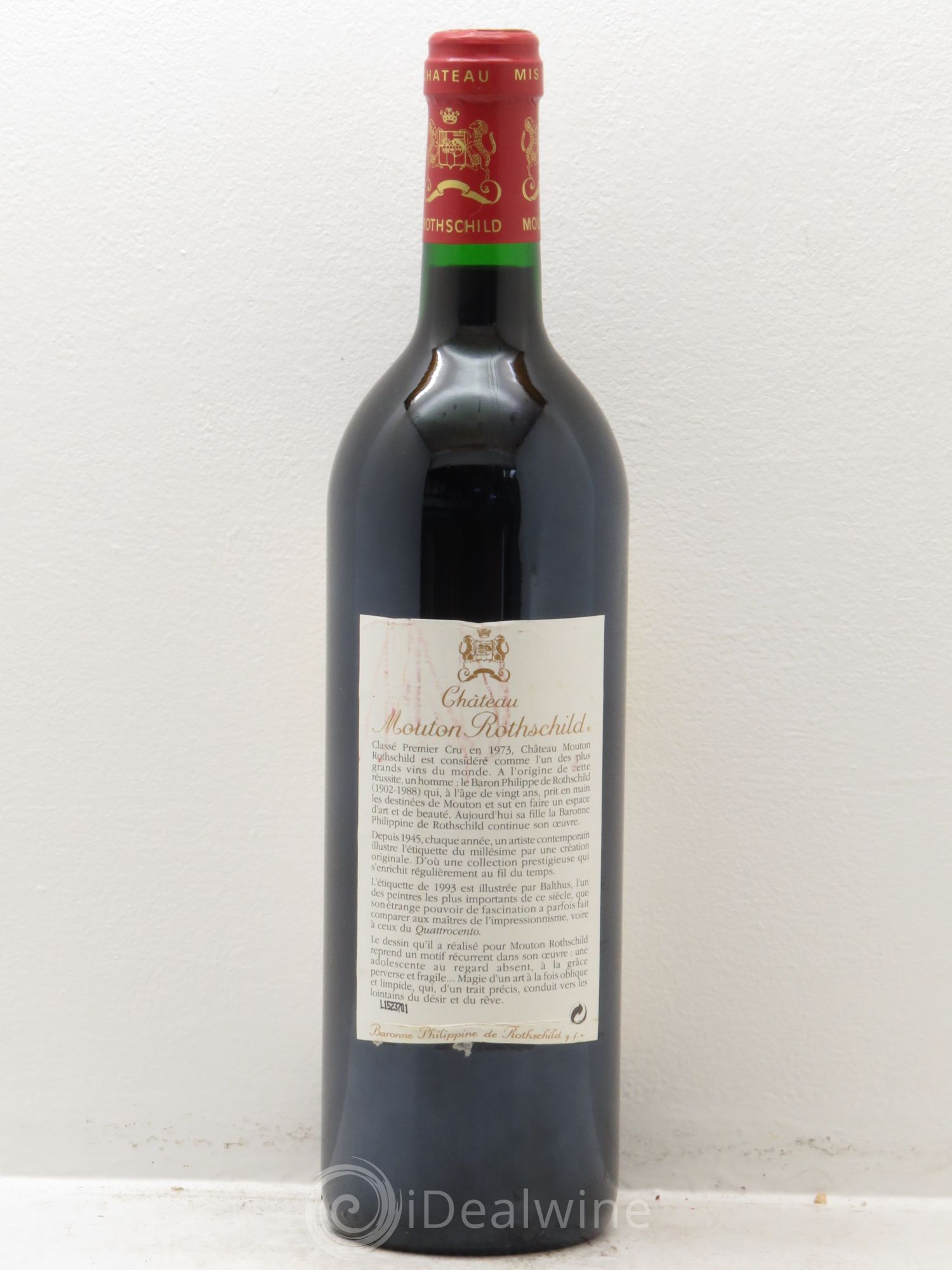 Château Mouton Rothschild 1er Grand Cru Classé 1993 - Lot de 1 bouteille - 1