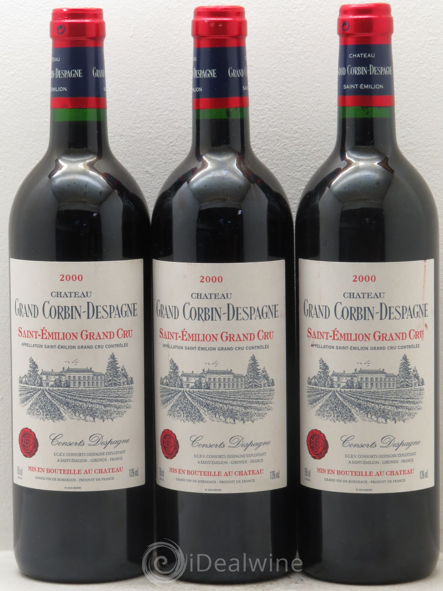 Château Grand Corbin Despagne Grand Cru Classé 2000 - Lot de 3 bouteilles - 0