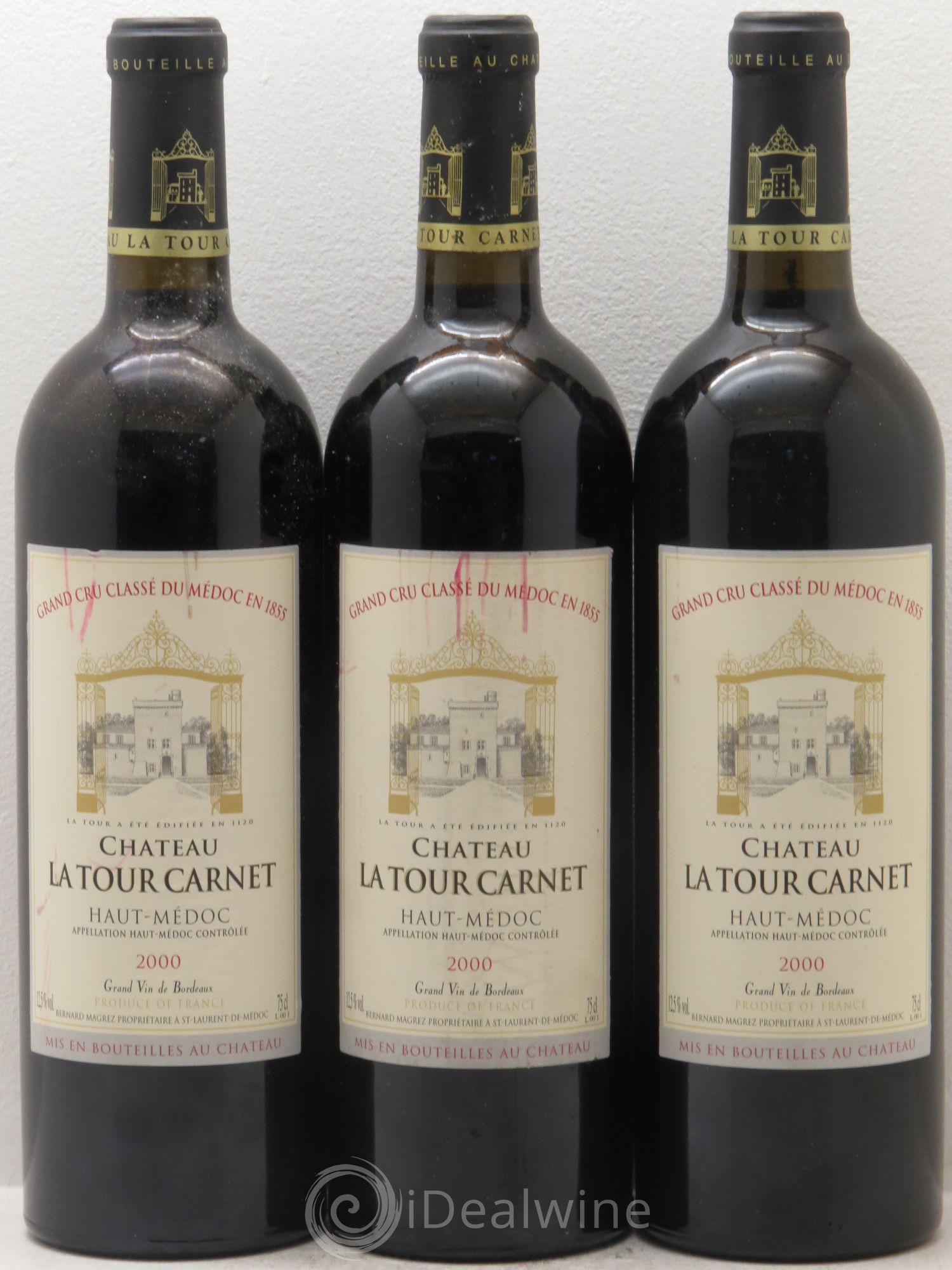 Château la Tour Carnet 4ème Grand Cru Classé 2000 - Lot de 3 bouteilles - 0
