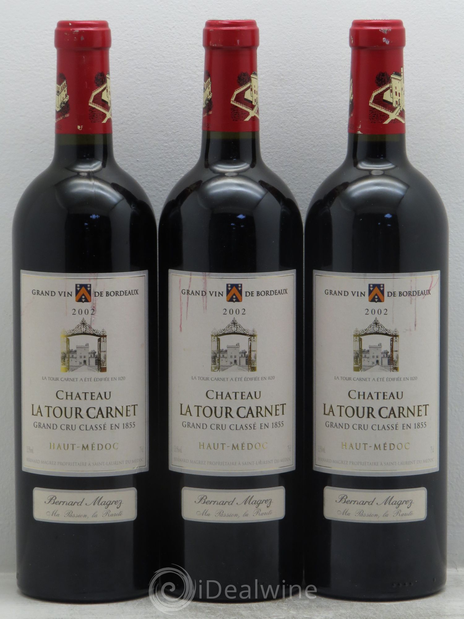 Château la Tour Carnet 4ème Grand Cru Classé 2002 - Lot de 3 bouteilles - 0