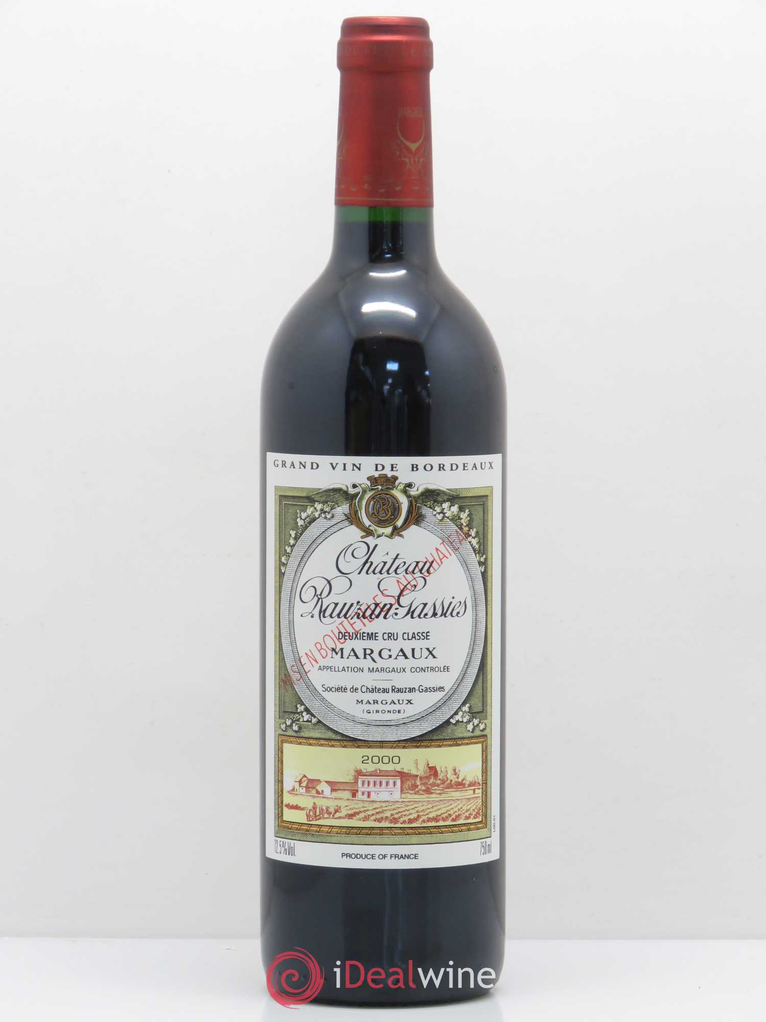 Château Rauzan-Gassies 2ème Grand Cru Classé 2000 - Lot de 1 bouteille - 0