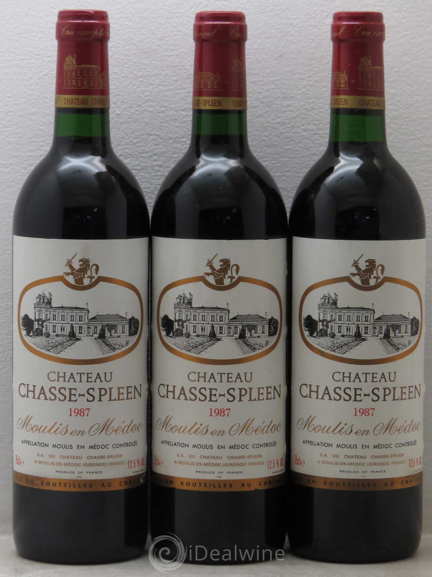 Château Chasse Spleen 1987 - Lot de 3 bouteilles - 0