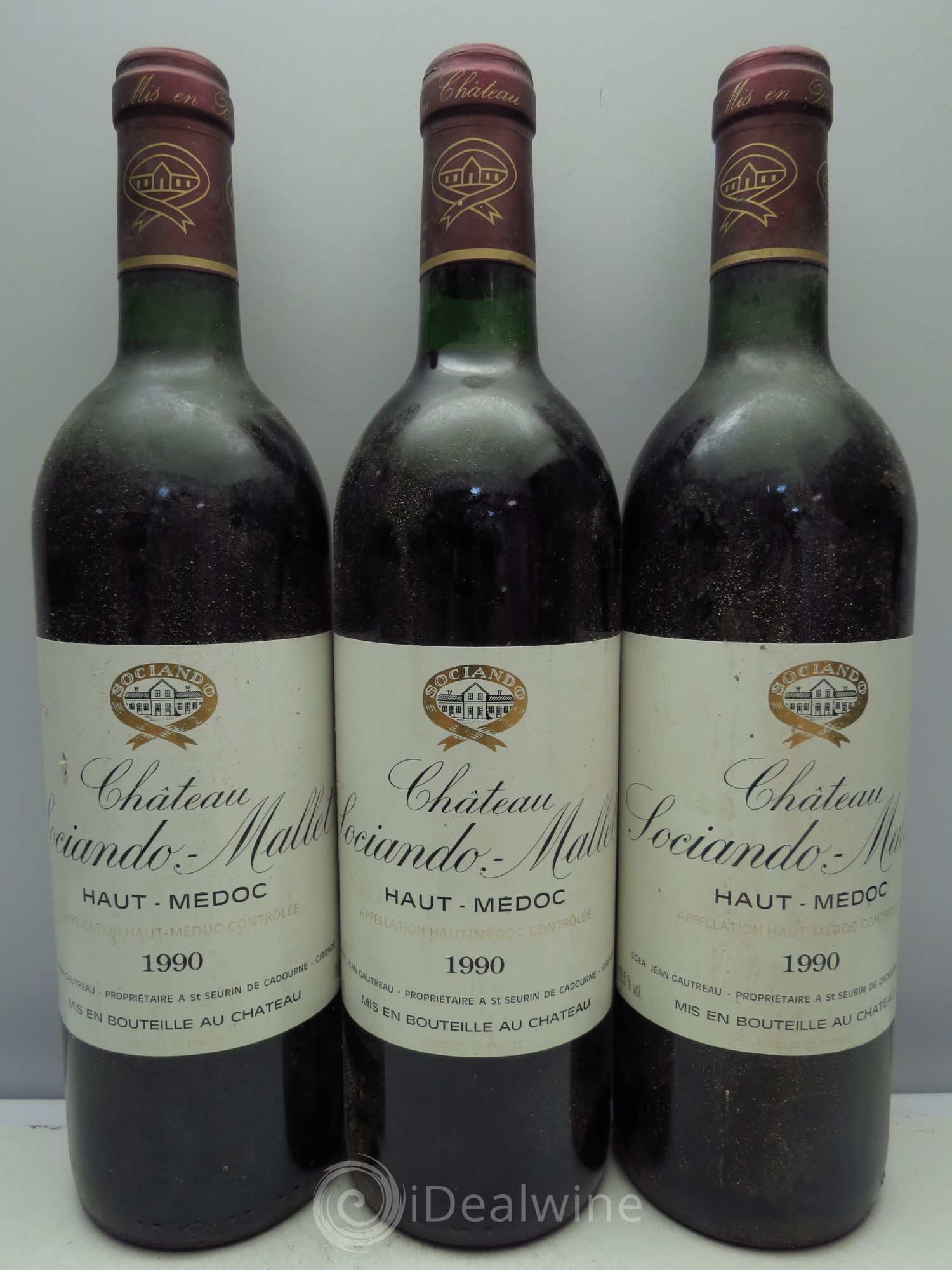 Château Sociando Mallet 1990 - Lot de 3 bouteilles - 0
