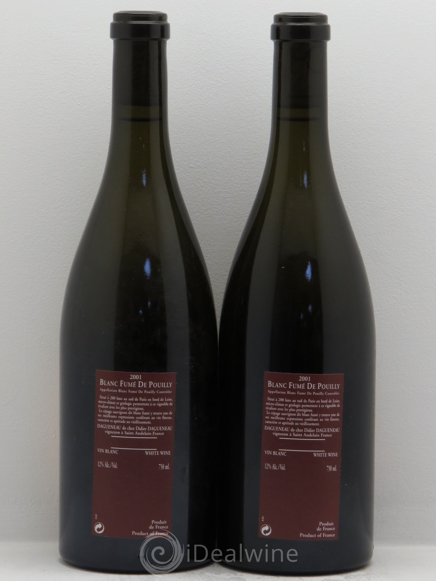 Vin de France (anciennement Pouilly-Fumé) Pur Sang Dagueneau (Domaine Didier - Louis-Benjamin) 2001 - Lot de 2 bouteilles - 1