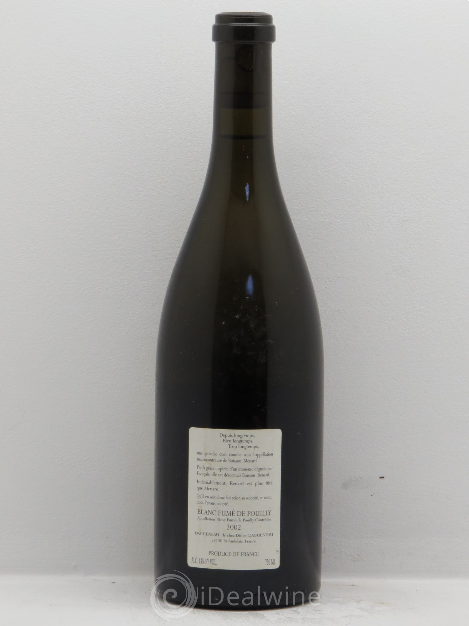 Vin de France (anciennement Pouilly-Fumé) Buisson Renard Dagueneau (Domaine Didier - Louis-Benjamin) 2002 - Lot de 1 bouteille - 1