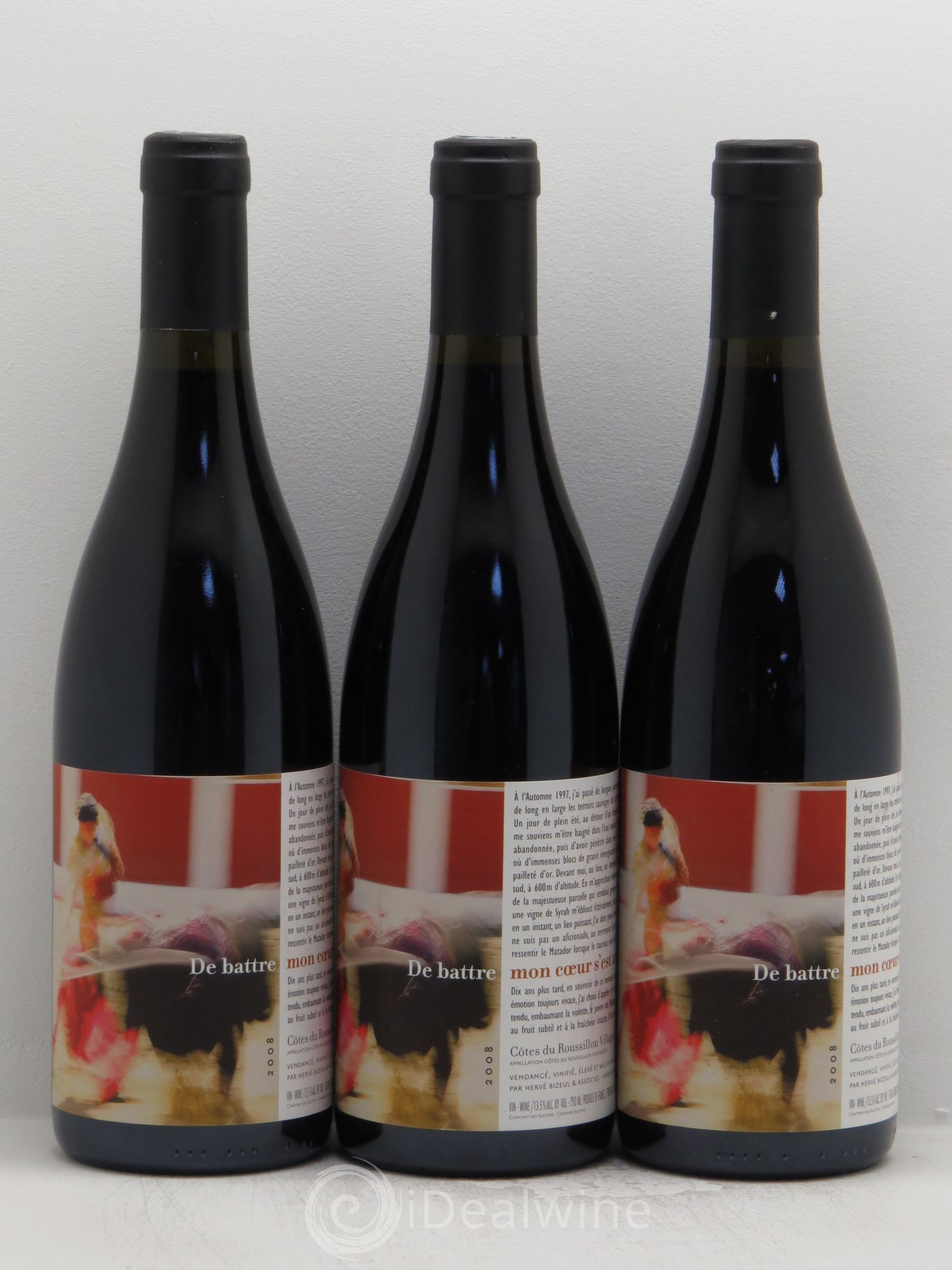 Côtes Catalanes (Anciennement Côtes du Roussillon) Clos des Fées De battre mon coeur s'est arrêté Hervé Bizeul 2008 - Lot de 3 bouteilles - 0
