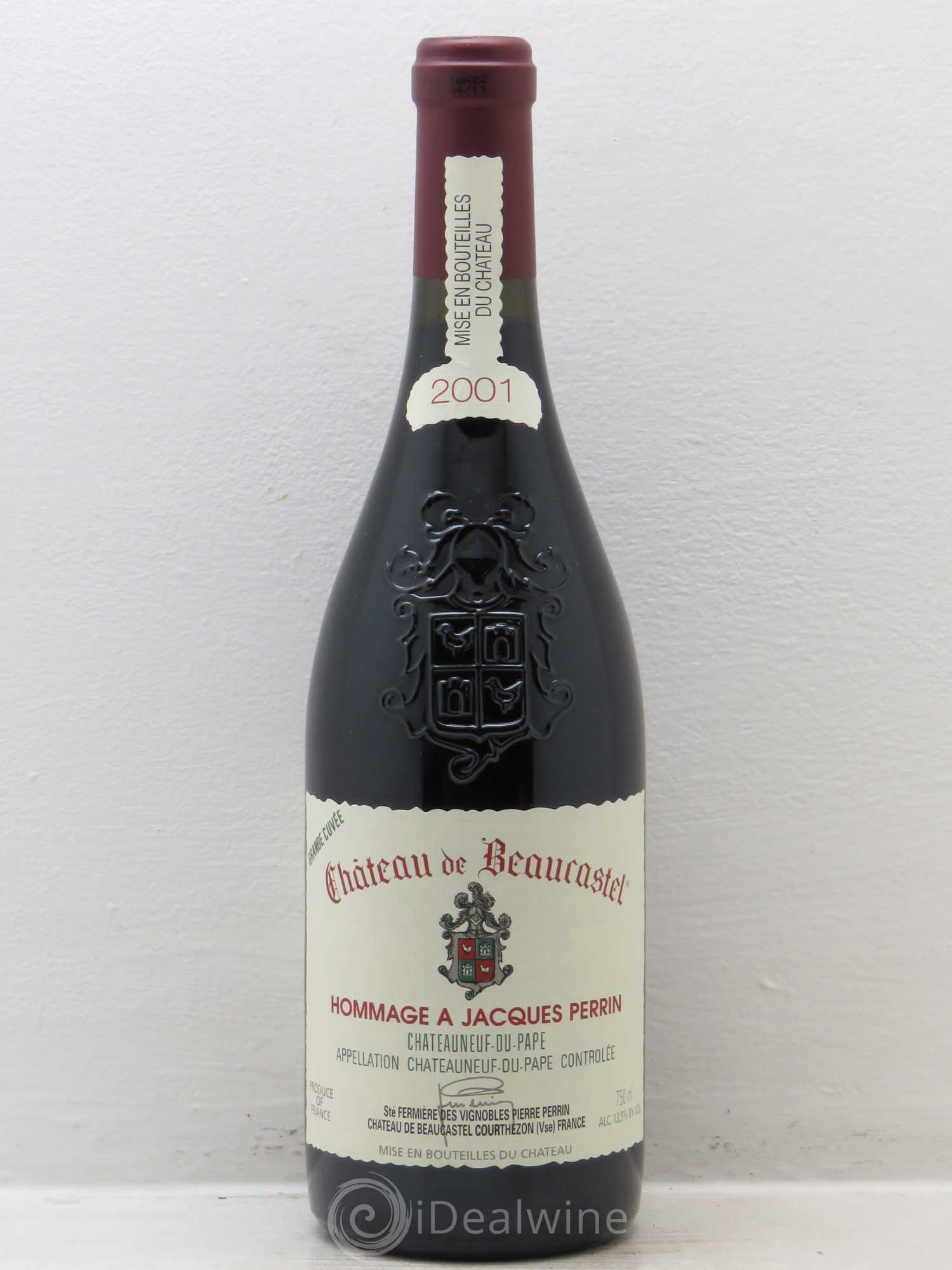 Châteauneuf-du-Pape Château de Beaucastel Hommage à Jacques Perrin Famille Perrin 2001 - Lot de 1 bouteille - 0
