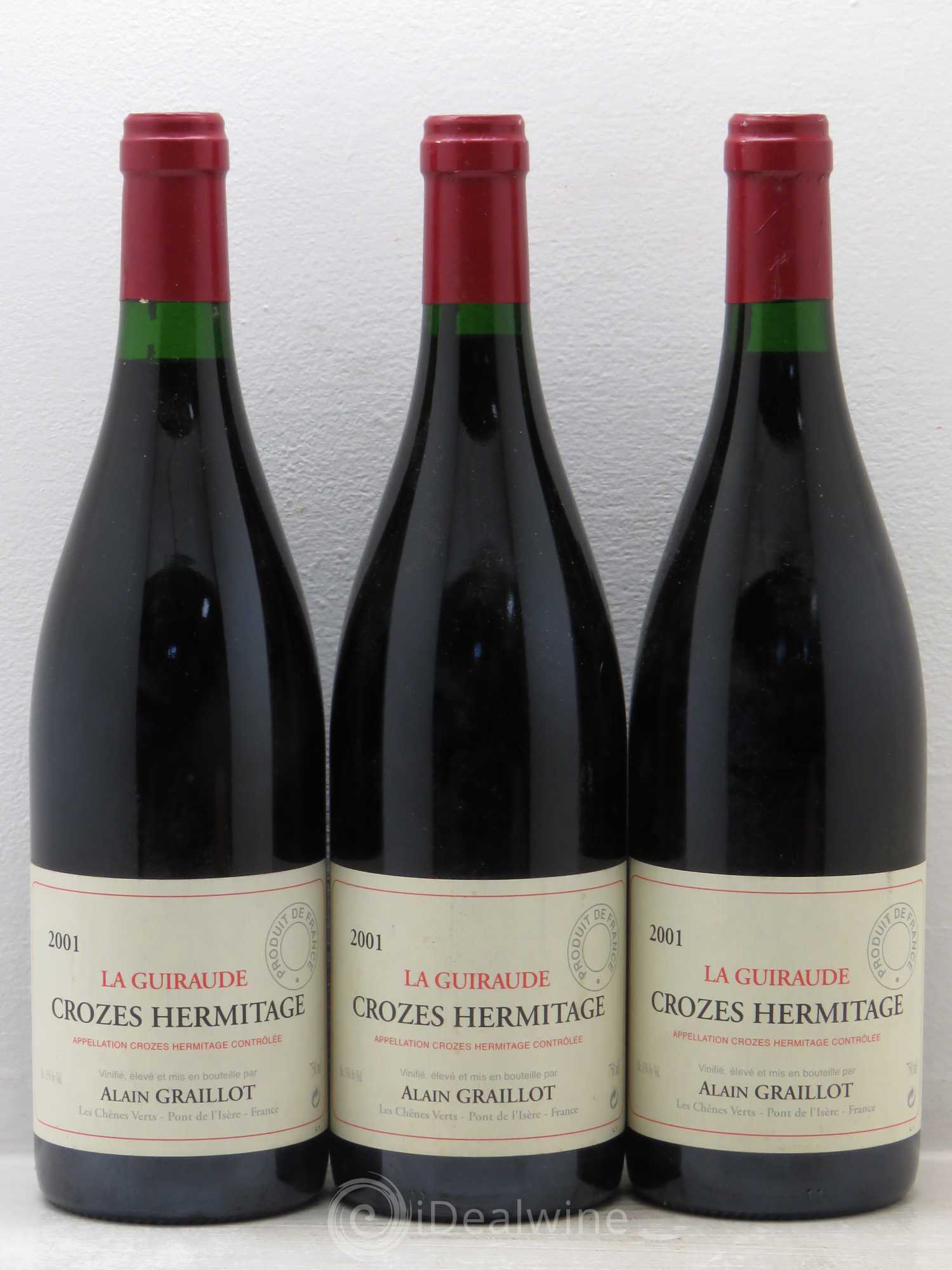 Crozes-Hermitage La Guiraude Domaine Graillot 2001 - Lot de 3 bouteilles - 0