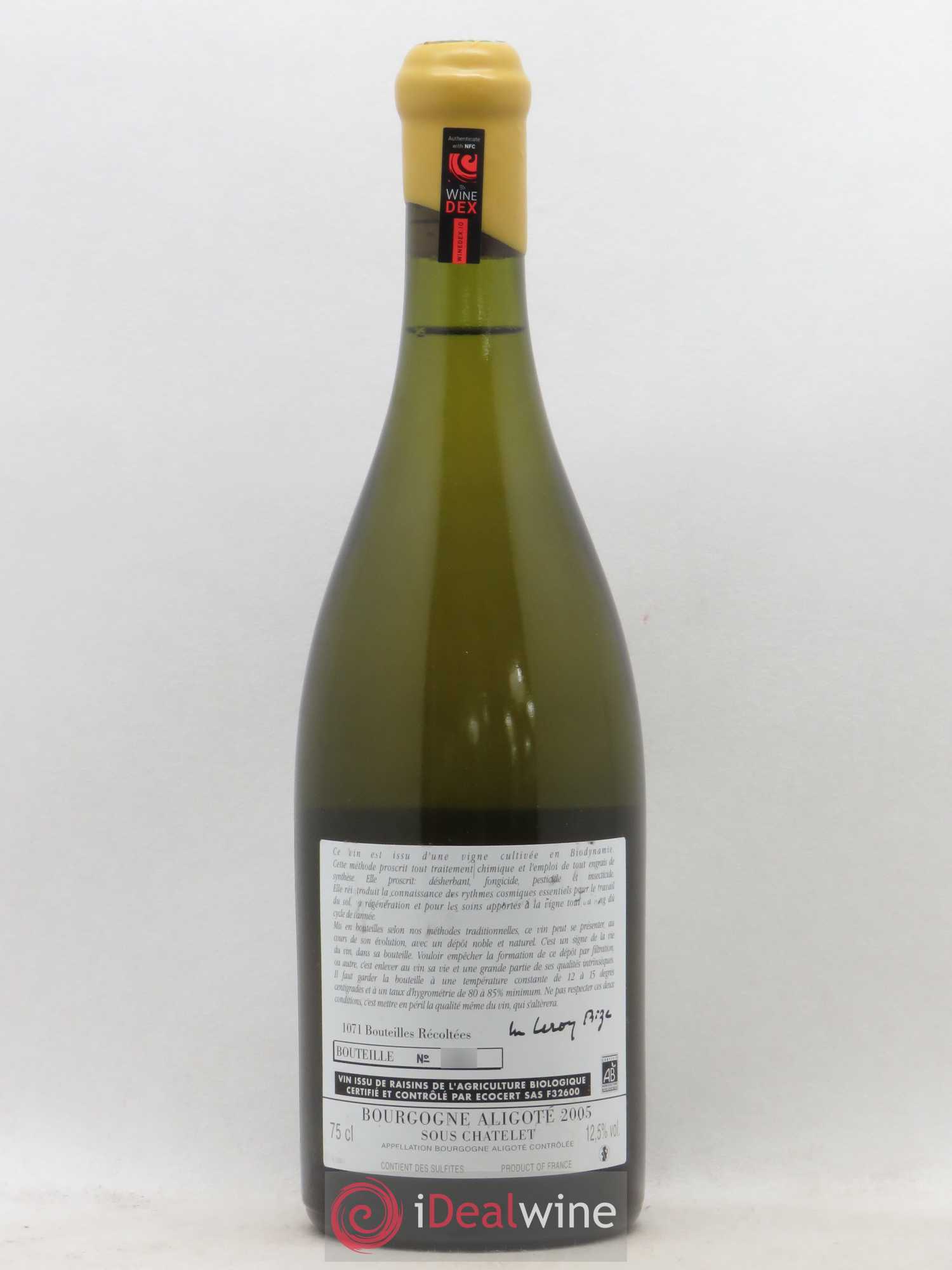 Bourgogne Aligoté Sous Chatelet d'Auvenay (Domaine) 2005 - Lot de 1 bouteille - 1