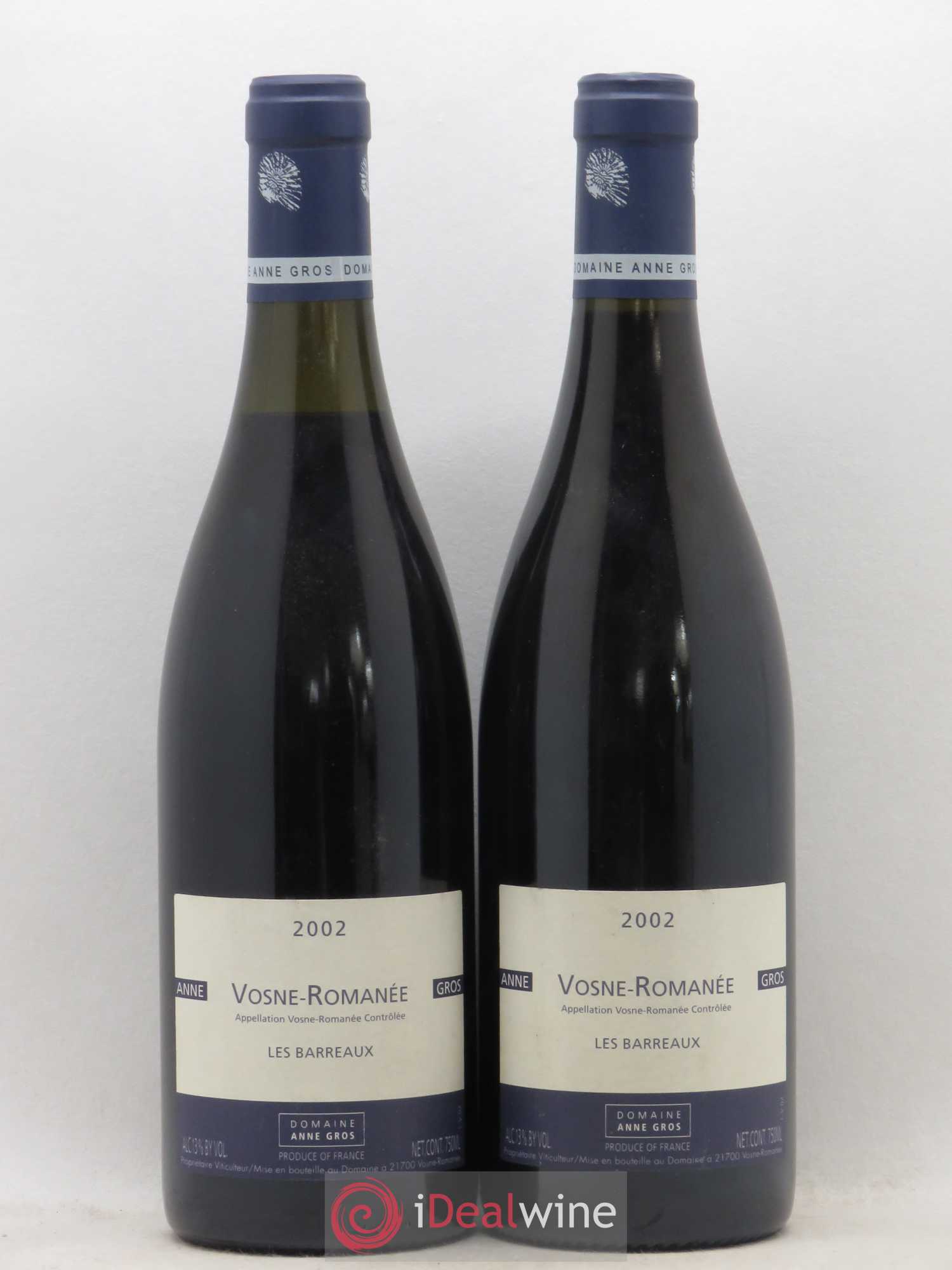 Vosne-Romanée Les Barreaux Anne Gros 2002 - Lot de 2 bouteilles - 0