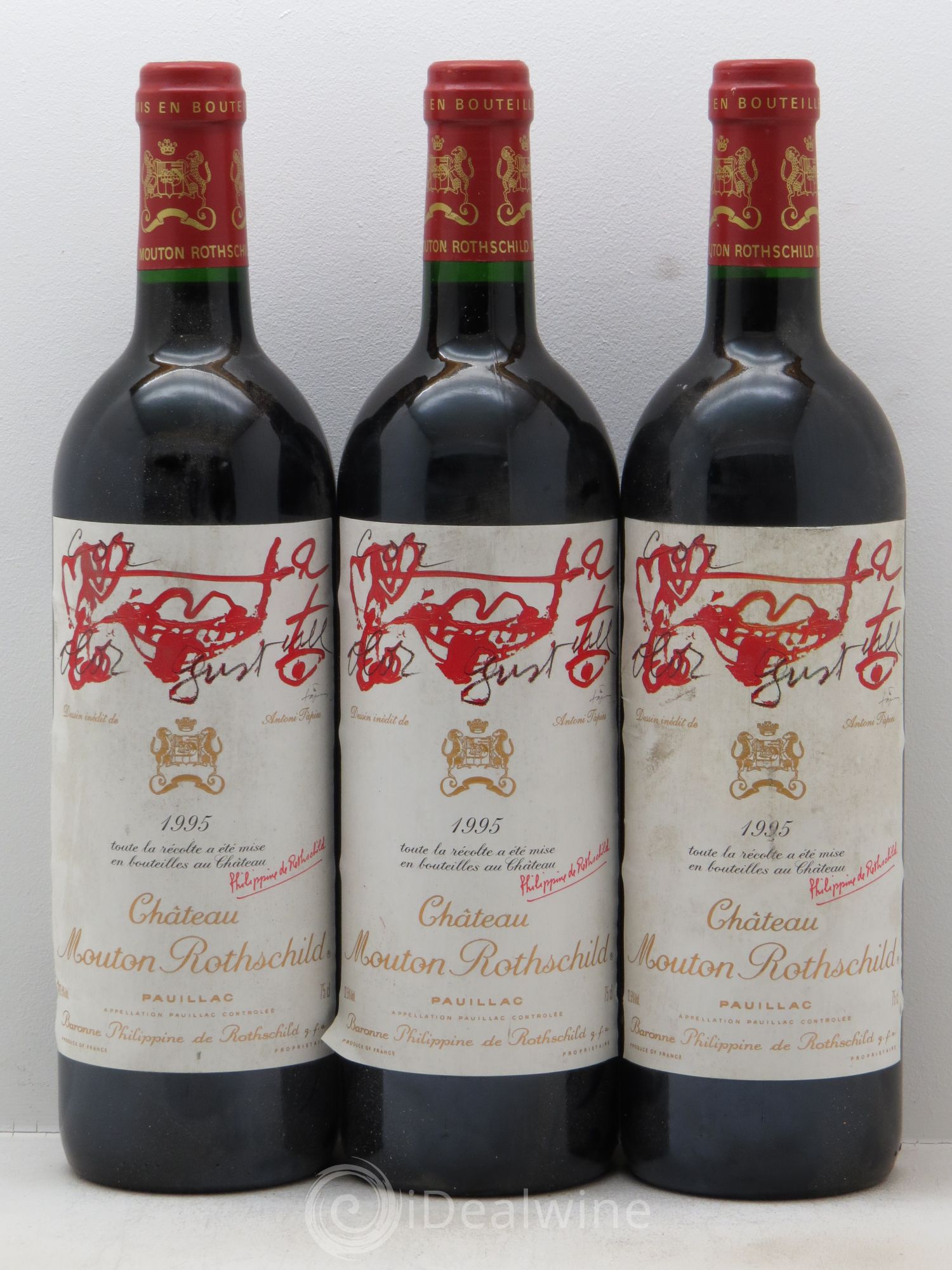 Château Mouton Rothschild 1er Grand Cru Classé 1995 - Lot de 3 bouteilles - 0
