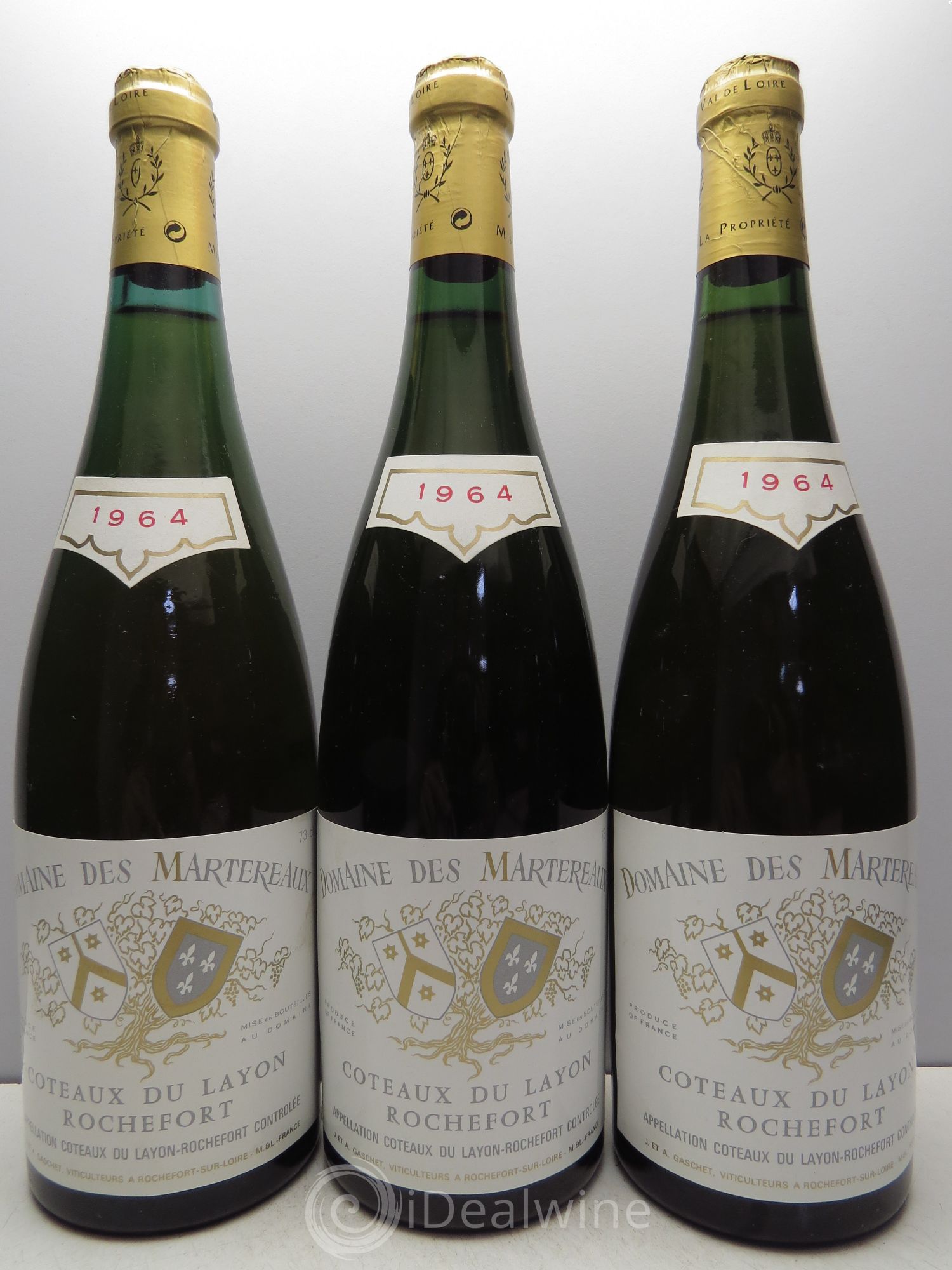 Coteaux du Layon Rochefort demi-sec Jean Gaschet 1964 - Lotto di 3 bottiglie - 0