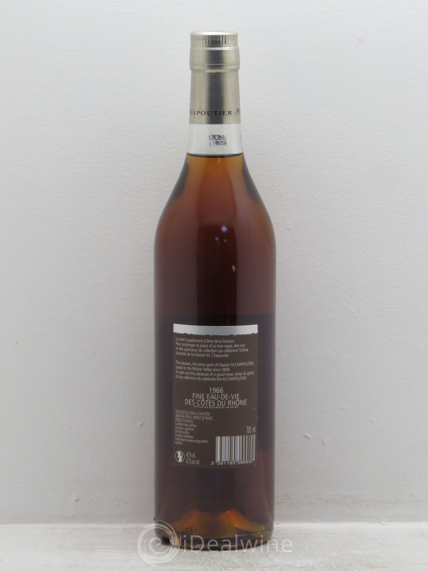 Alcools divers Fine eau de vie des cotes du rhône Chapoutier 42° 1966 - Lotto di 1 bottiglia - 1