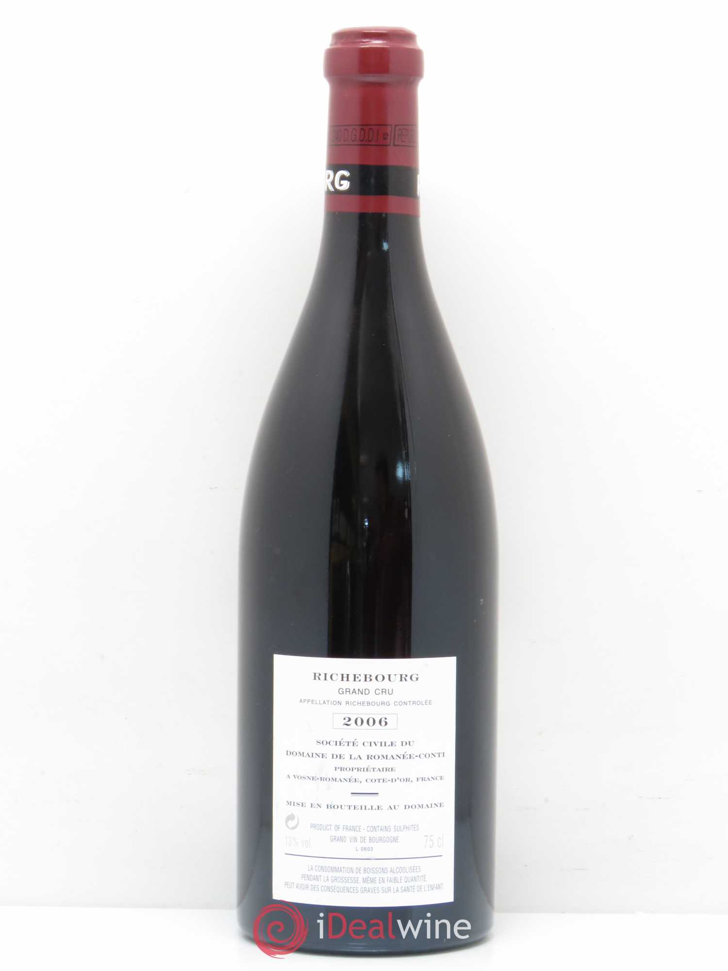 Richebourg Grand Cru Domaine de la Romanée-Conti 2006 - Lot de 1 bouteille - 1