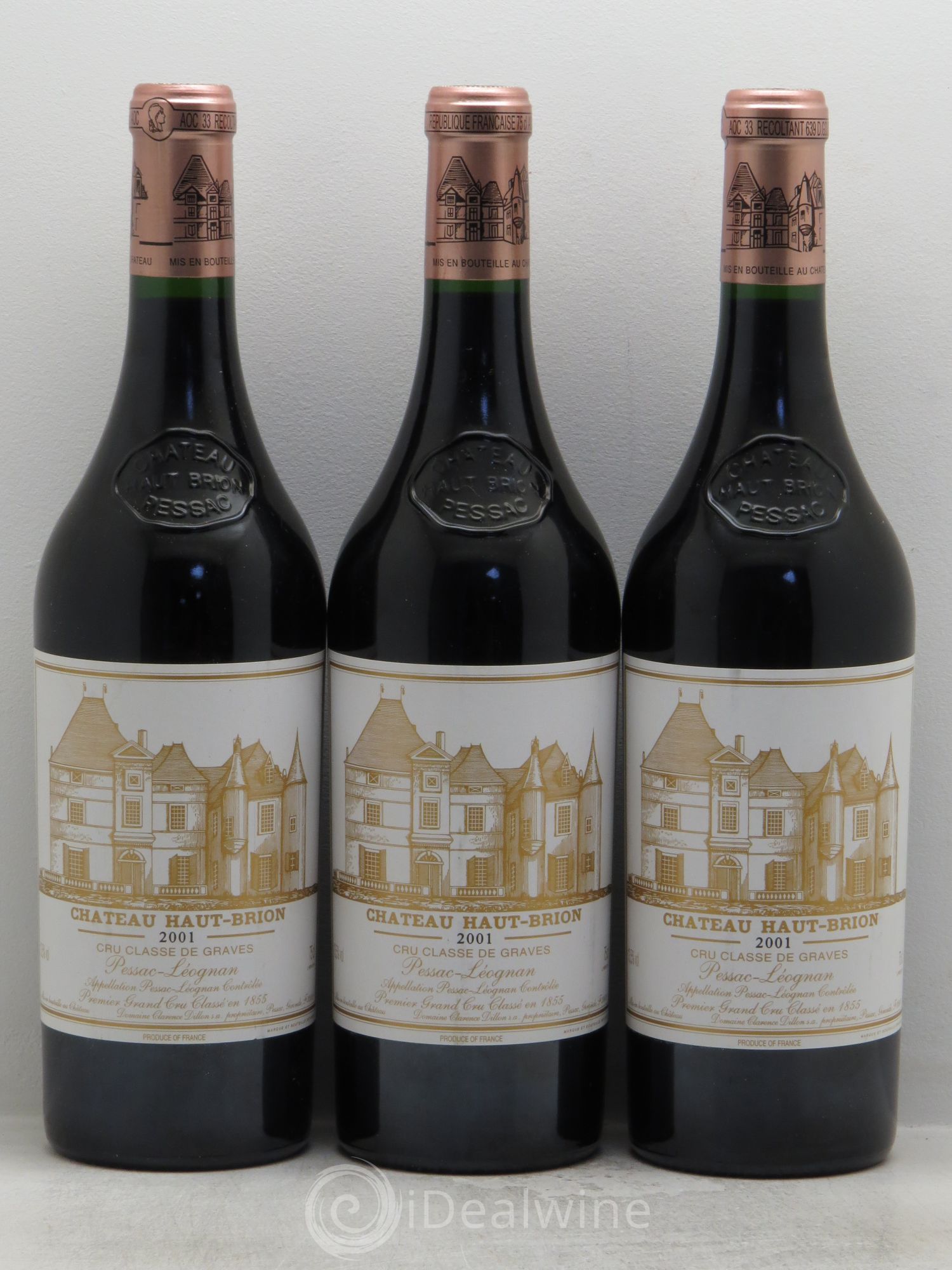 Château Haut Brion 1er Grand Cru Classé 2001 - Lot de 3 bouteilles - 0