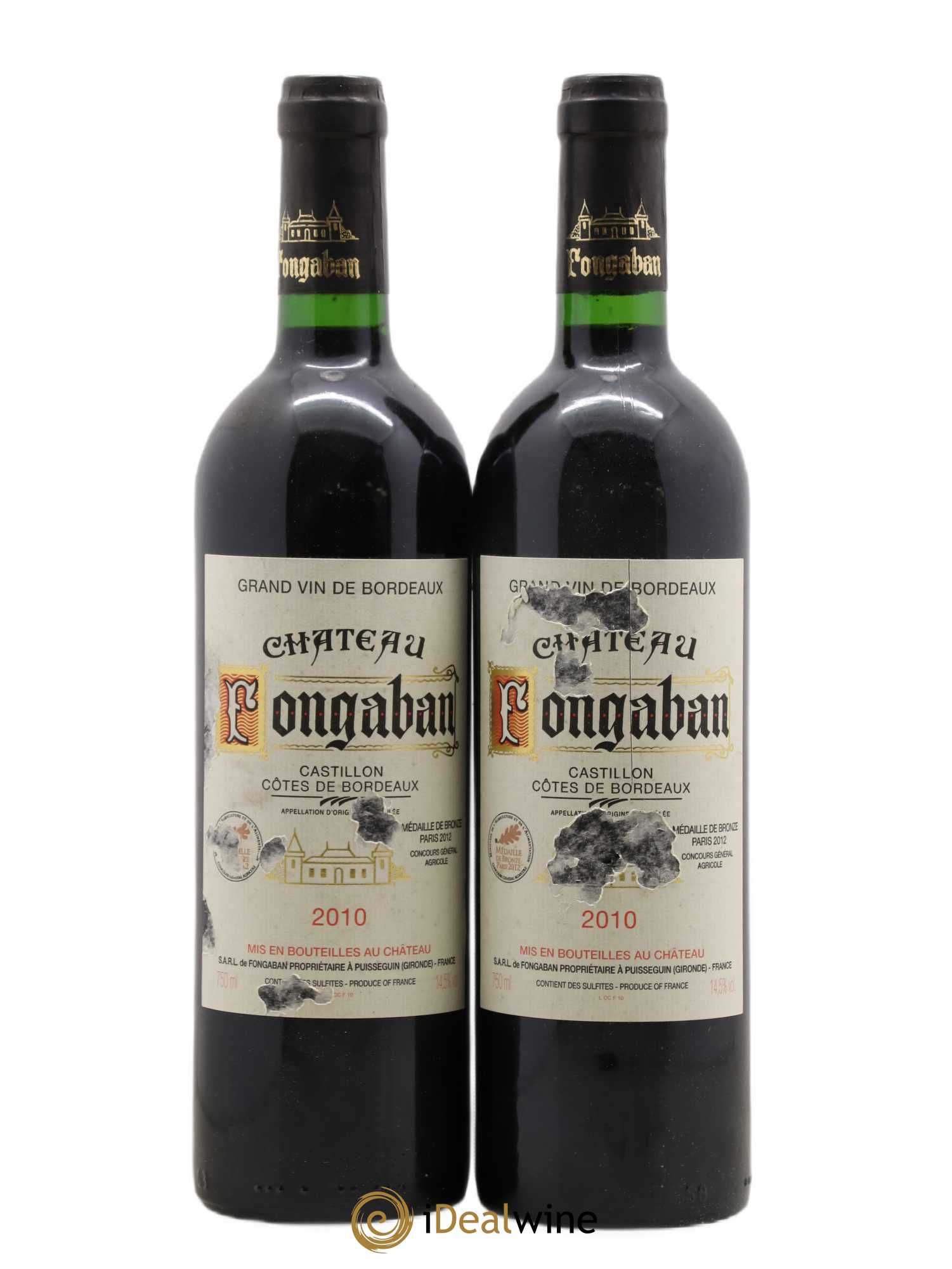 Castillon-Côtes-de-Bordeaux (Côtes-de-Castillon) Château Fongaban (sans prix de réserve) 2010 - Posten von 2 Flaschen - 0