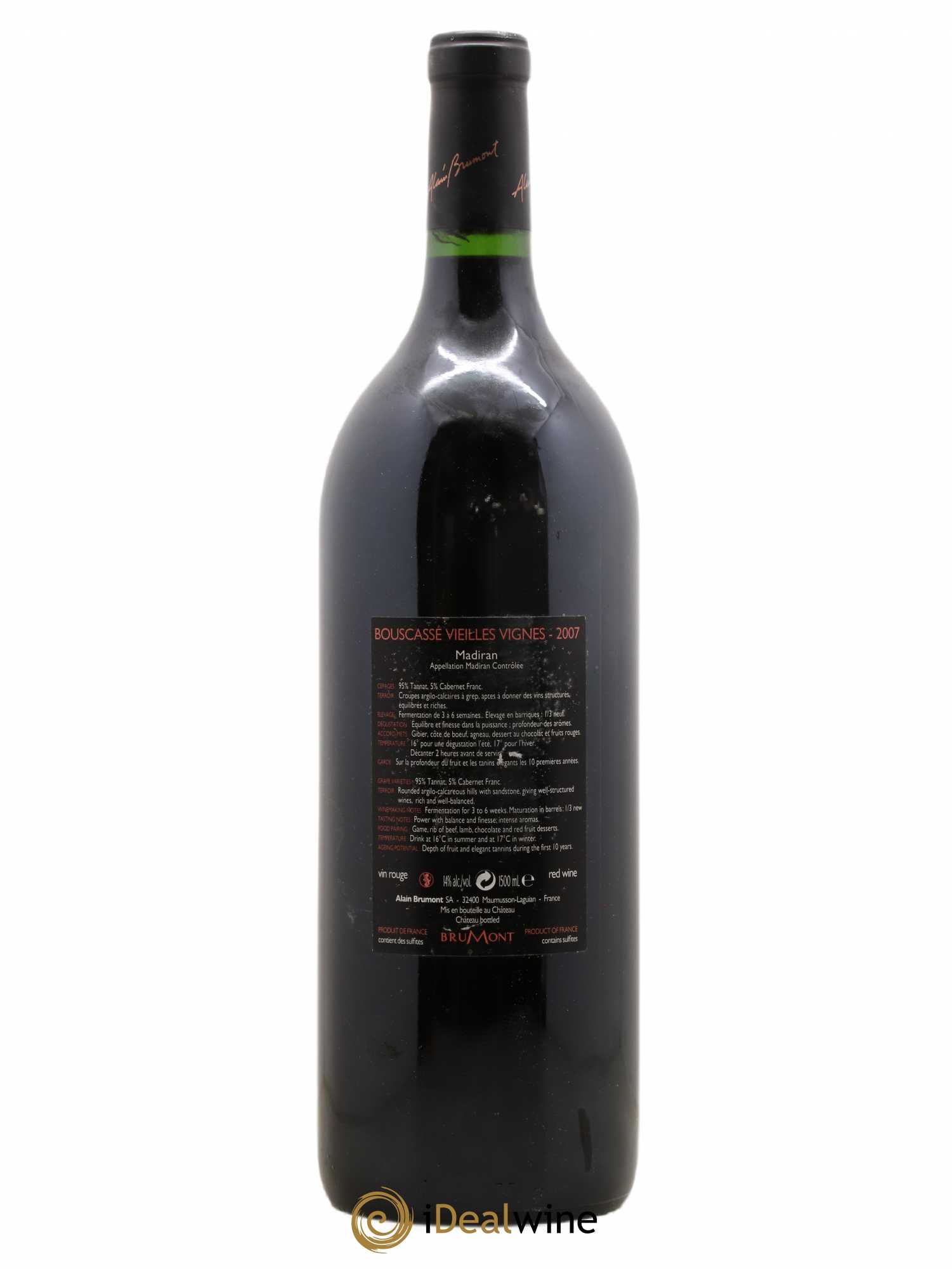 Madiran Vieilles Vignes Château Bouscassé - Alain Brumont 2007 - Lot de 1 magnum - 1