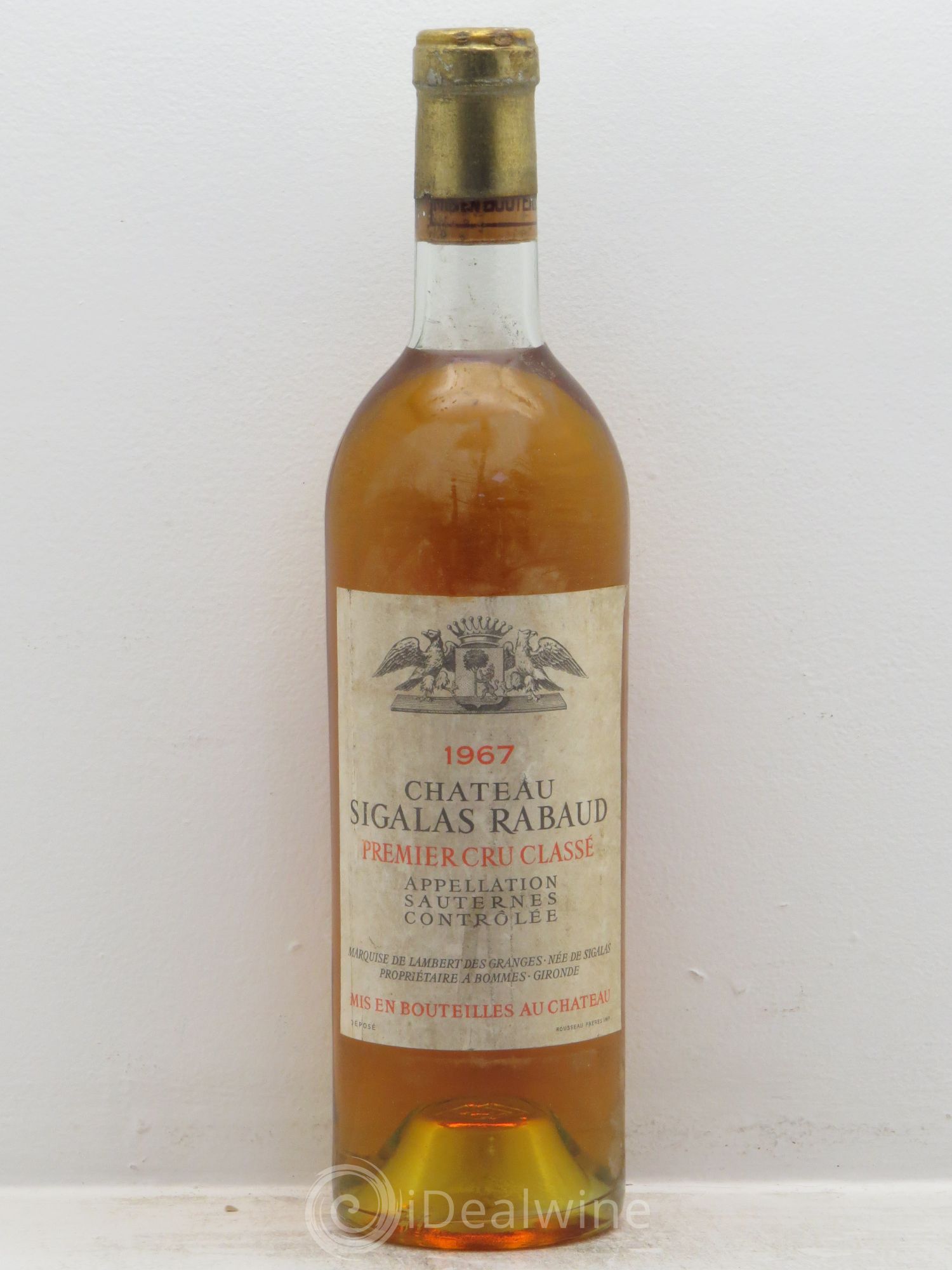 Château Sigalas Rabaud 1er Grand Cru Classé 1967 - Lotto di 1 bottiglia - 0