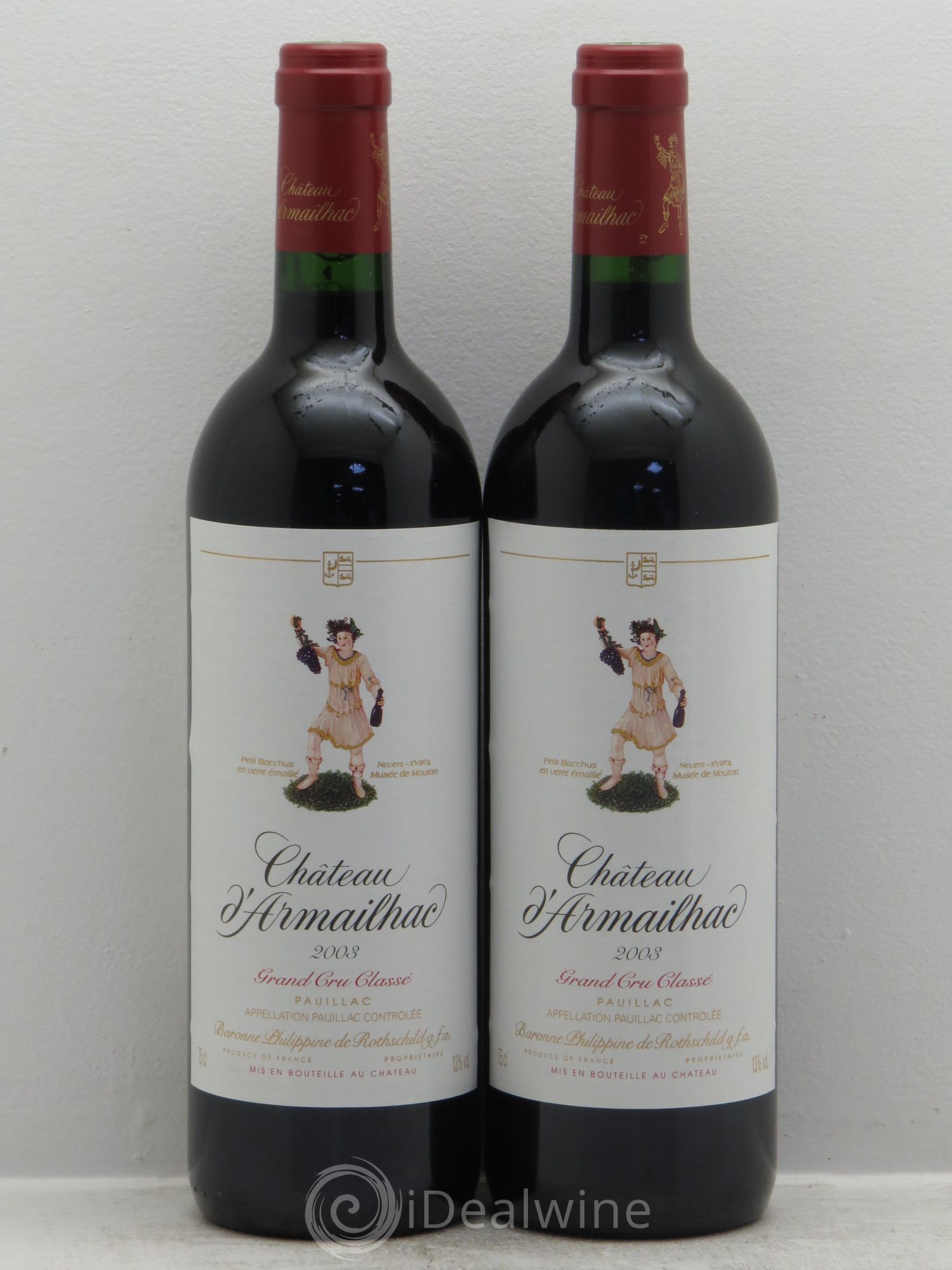 Château d' Armailhac - Mouton Baron(ne) Philippe 5ème Grand Cru Classé 2003 - Lot de 2 bouteilles - 0
