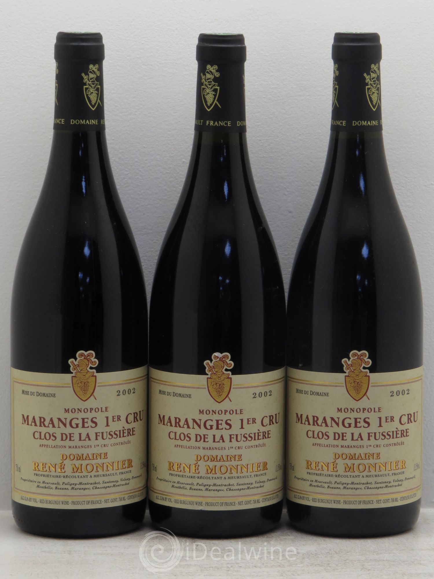 Maranges 1er Cru René Monier 2002 - Lot of 3 bottles - 0