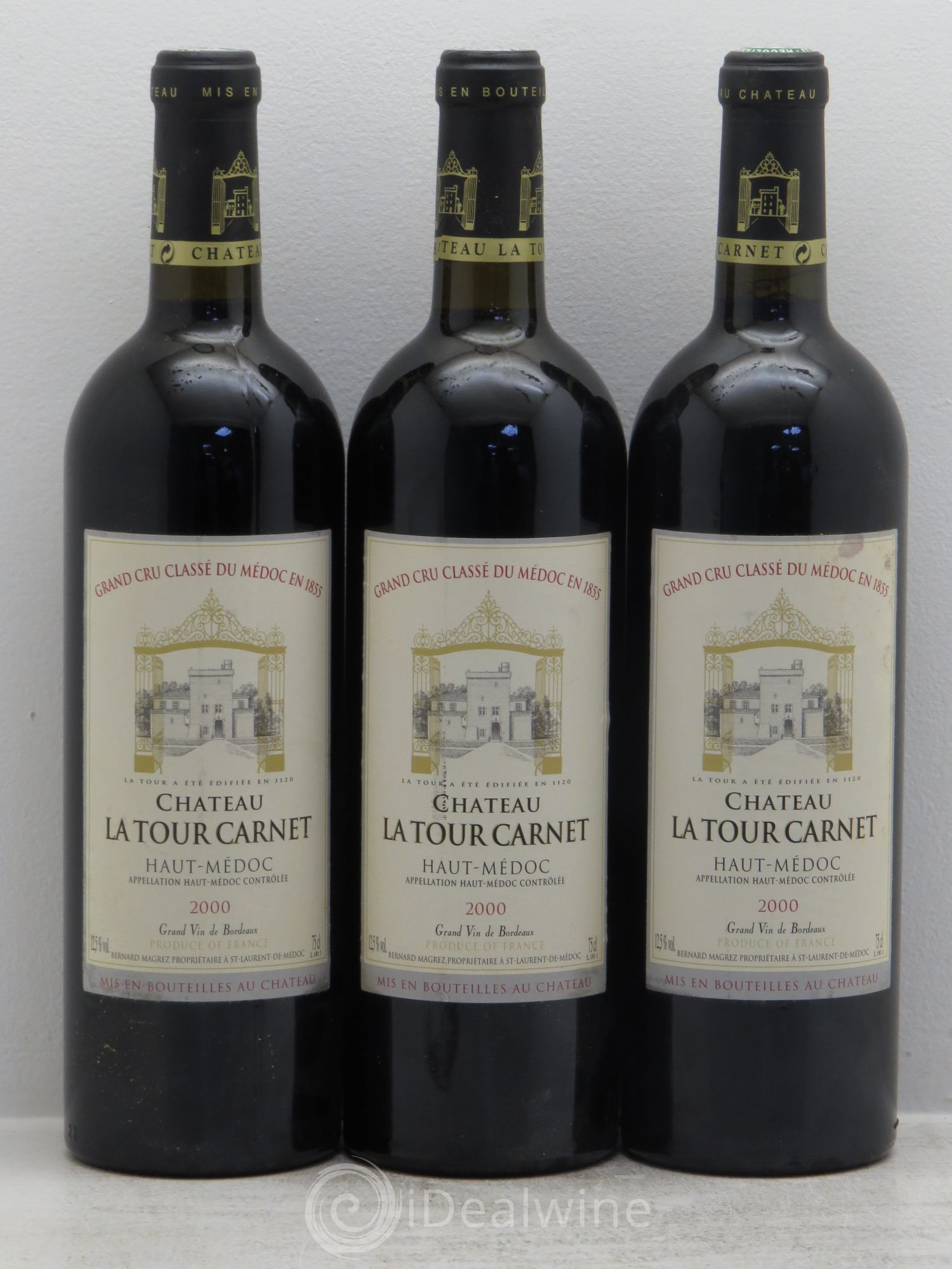 Château la Tour Carnet 4ème Grand Cru Classé 2000 - Lot de 3 bouteilles - 0