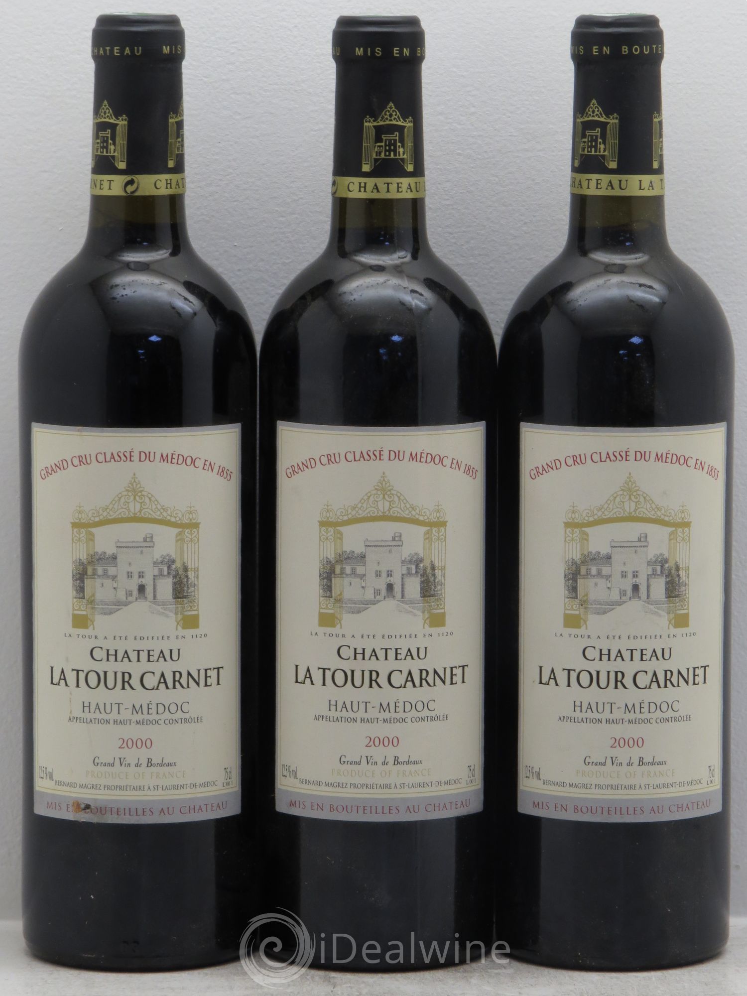 Château la Tour Carnet 4ème Grand Cru Classé 2000 - Lot de 3 bouteilles - 0