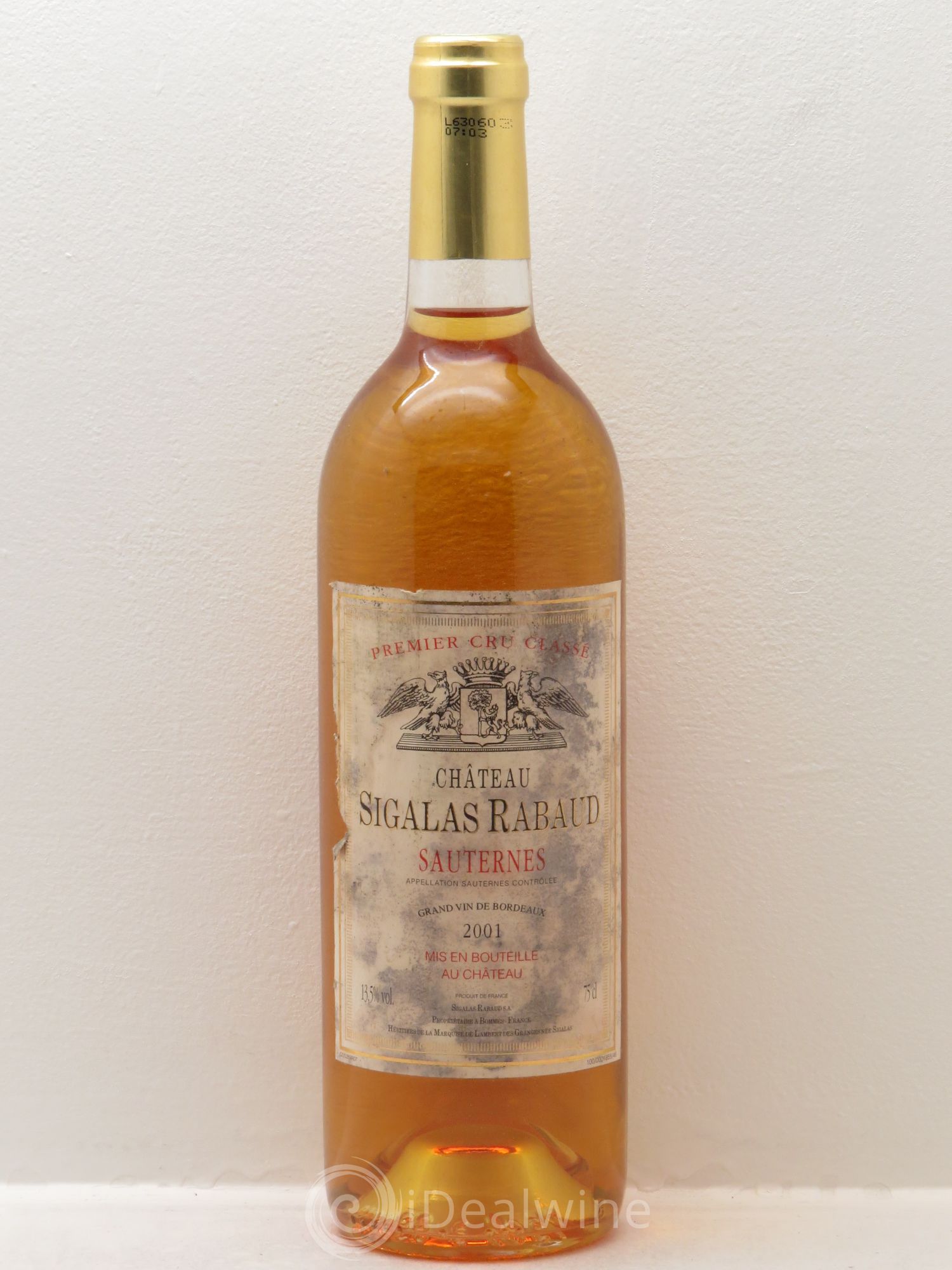 Château Sigalas Rabaud 1er Grand Cru Classé 2001 - Posten von 1 Flasche - 0