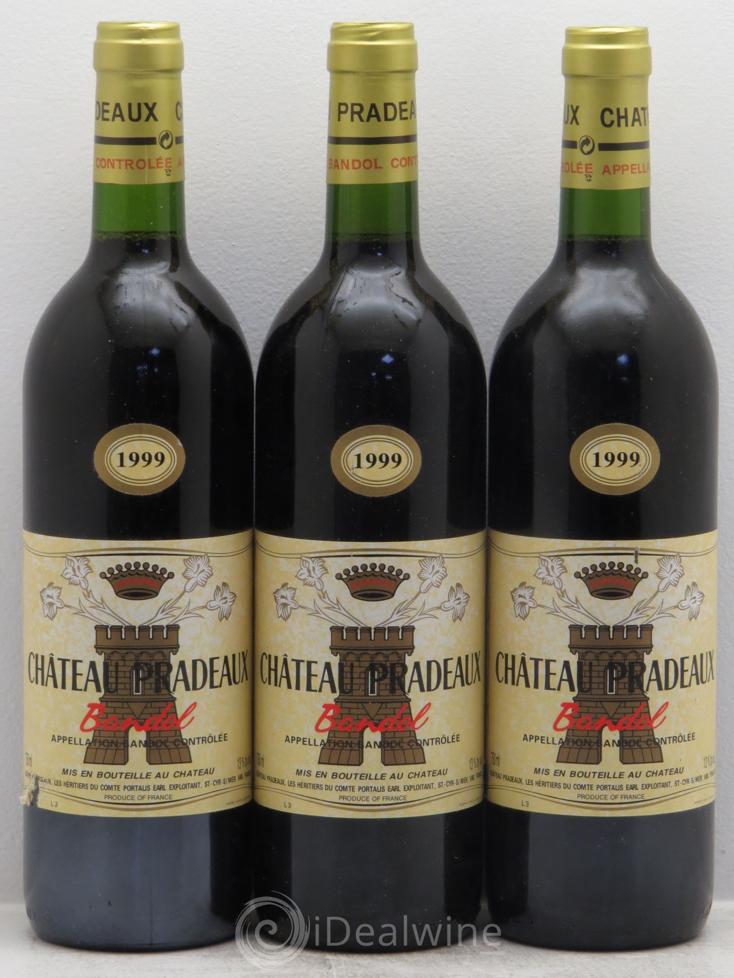 Bandol Château Pradeaux Famille Portalis 1999 - Lot de 3 bouteilles - 0