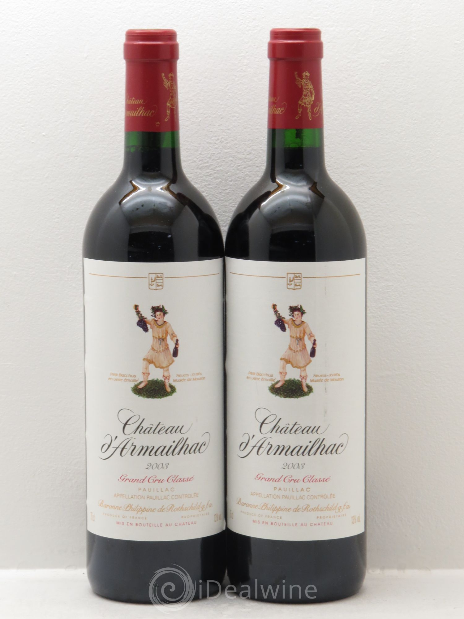 Château d' Armailhac - Mouton Baron(ne) Philippe 5ème Grand Cru Classé 2003 - Lot de 2 bouteilles - 0