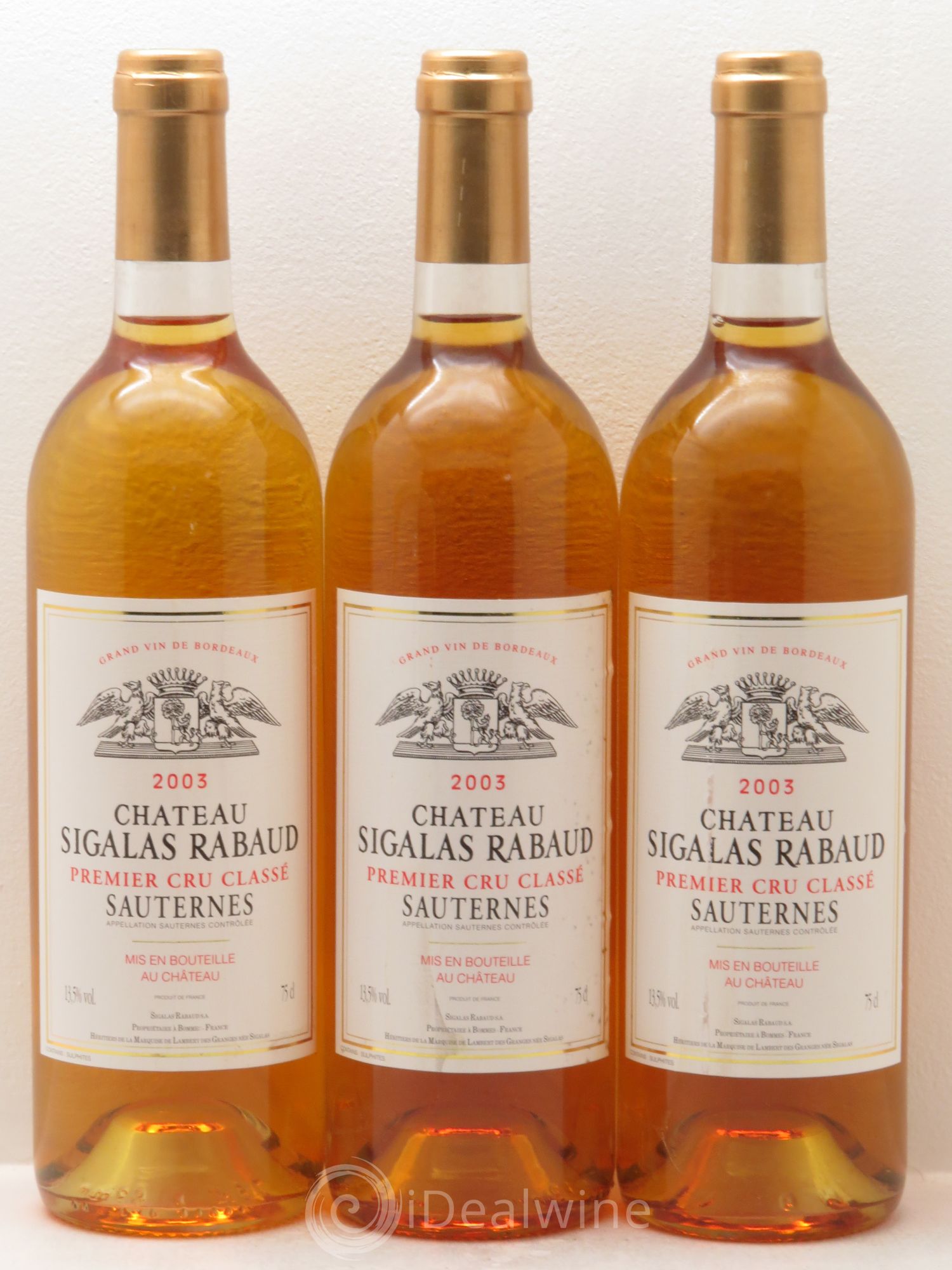 Château Sigalas Rabaud 1er Grand Cru Classé 2003 - Lot de 3 bouteilles - 0