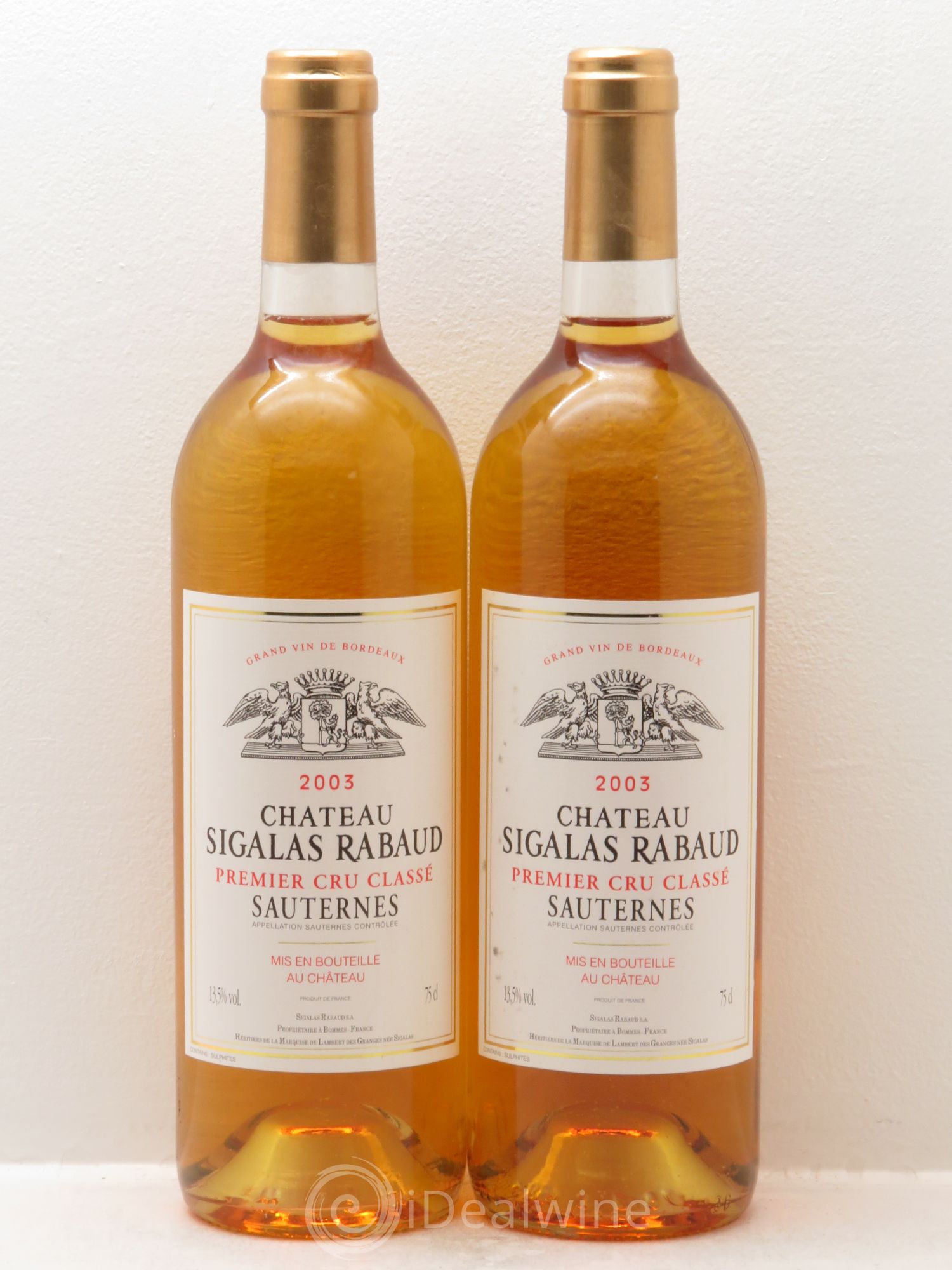 Château Sigalas Rabaud 1er Grand Cru Classé 2003 - Lotto di 2 bottiglie - 0