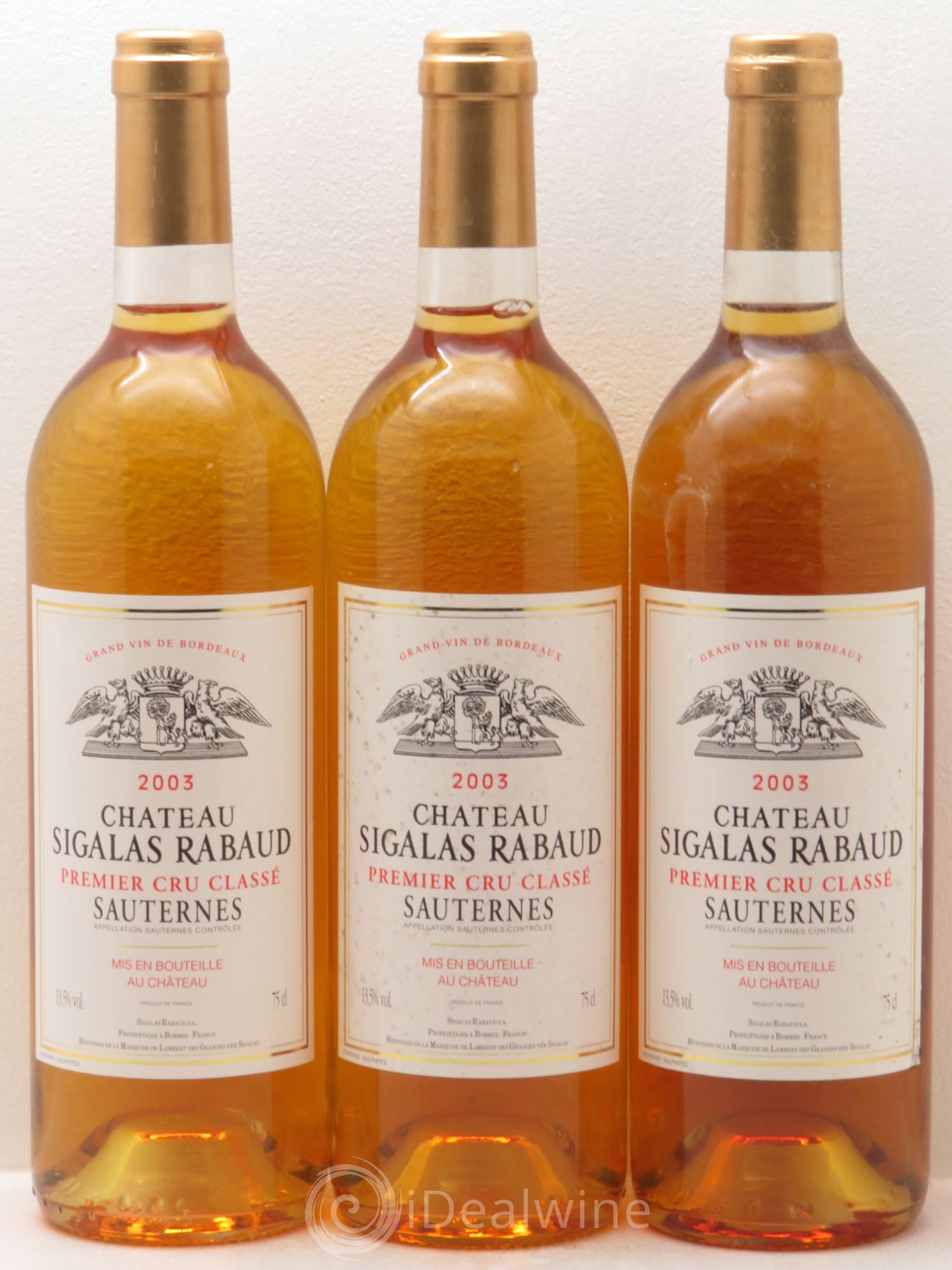 Château Sigalas Rabaud 1er Grand Cru Classé 2003 - Lotto di 3 bottiglie - 0
