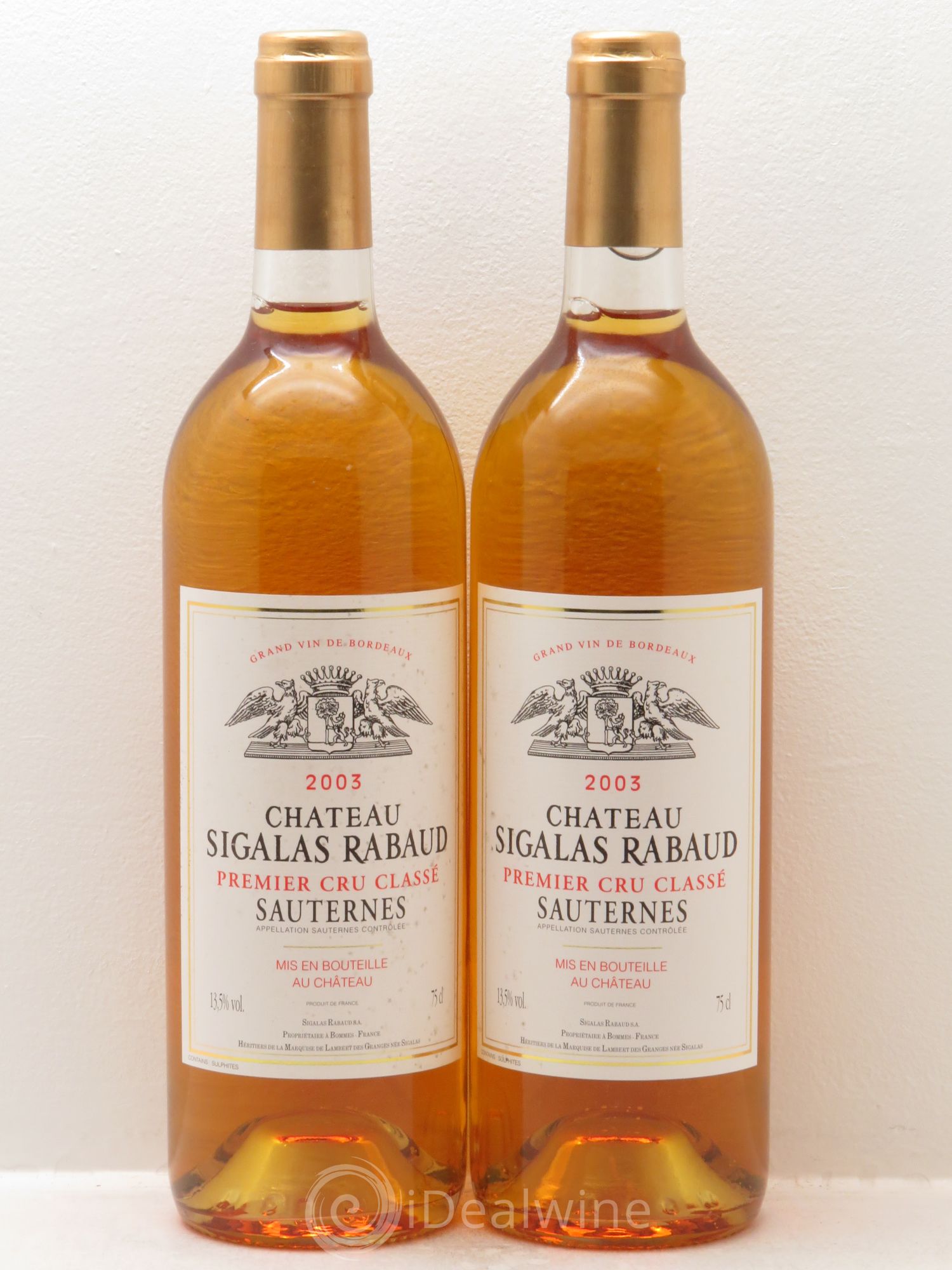 Château Sigalas Rabaud 1er Grand Cru Classé 2003 - Lotto di 2 bottiglie - 0