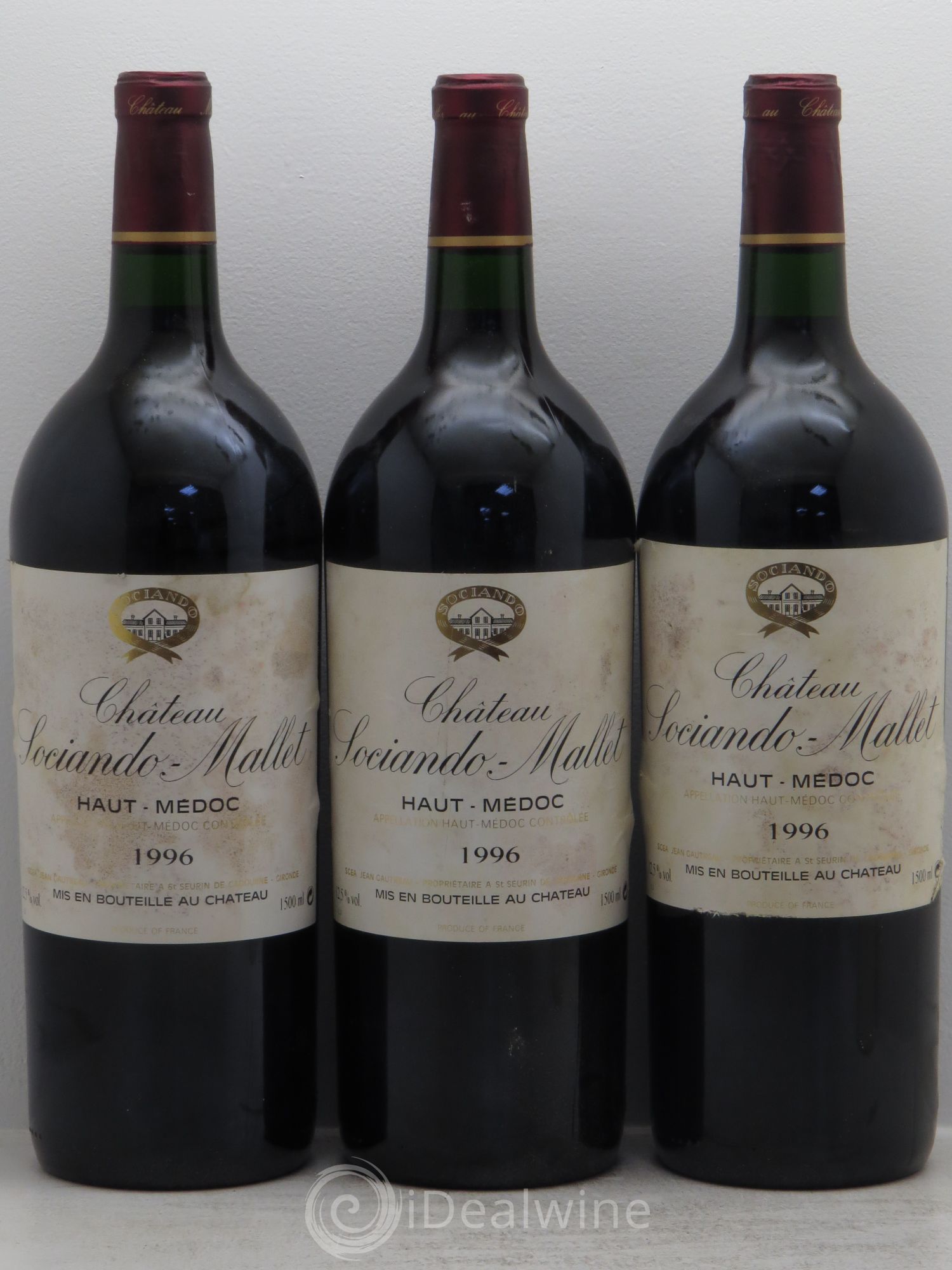 Château Sociando Mallet 1996 - Lot de 3 magnums - 0