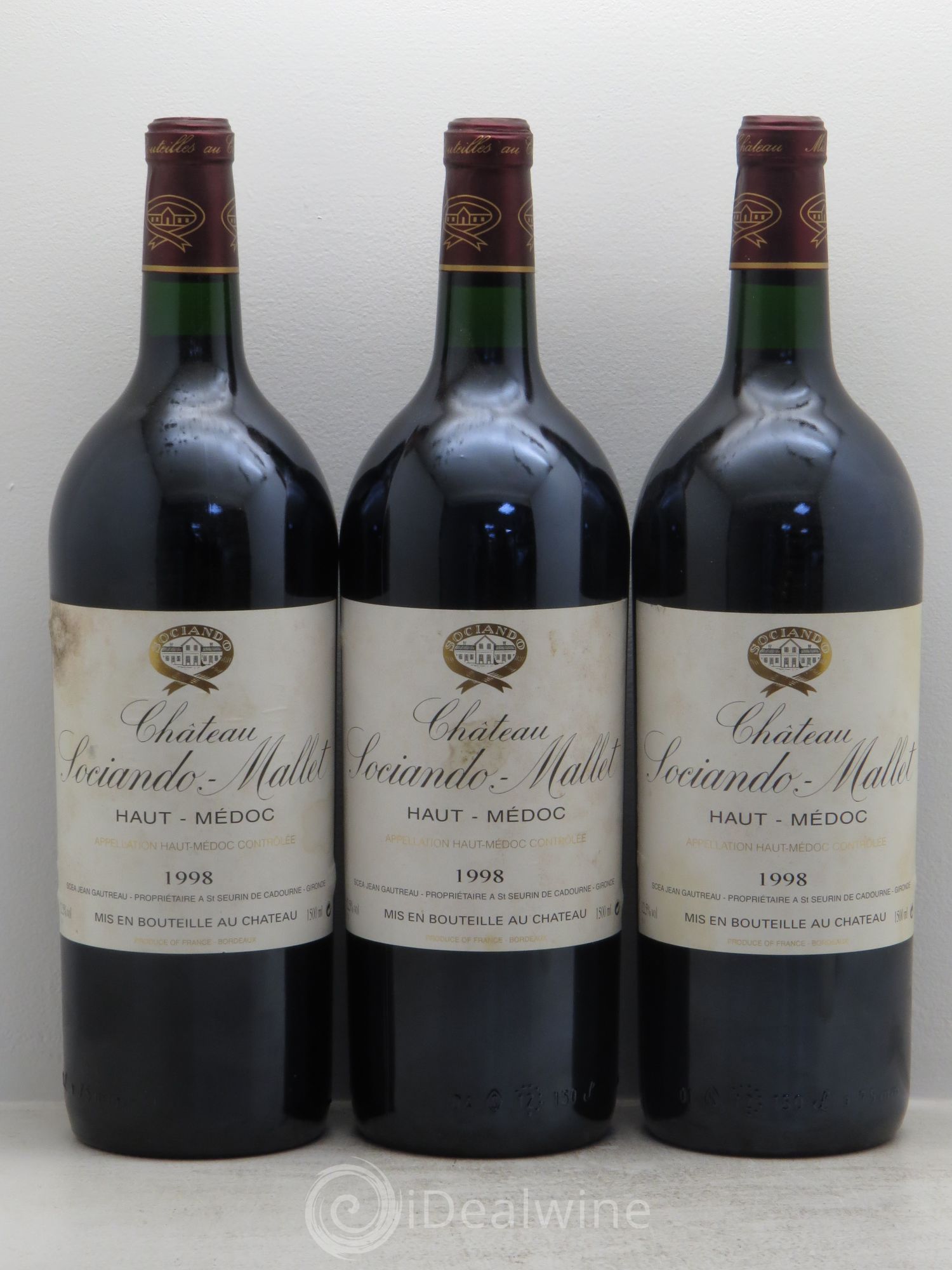 Château Sociando Mallet 1998 - Lot de 3 magnums - 0