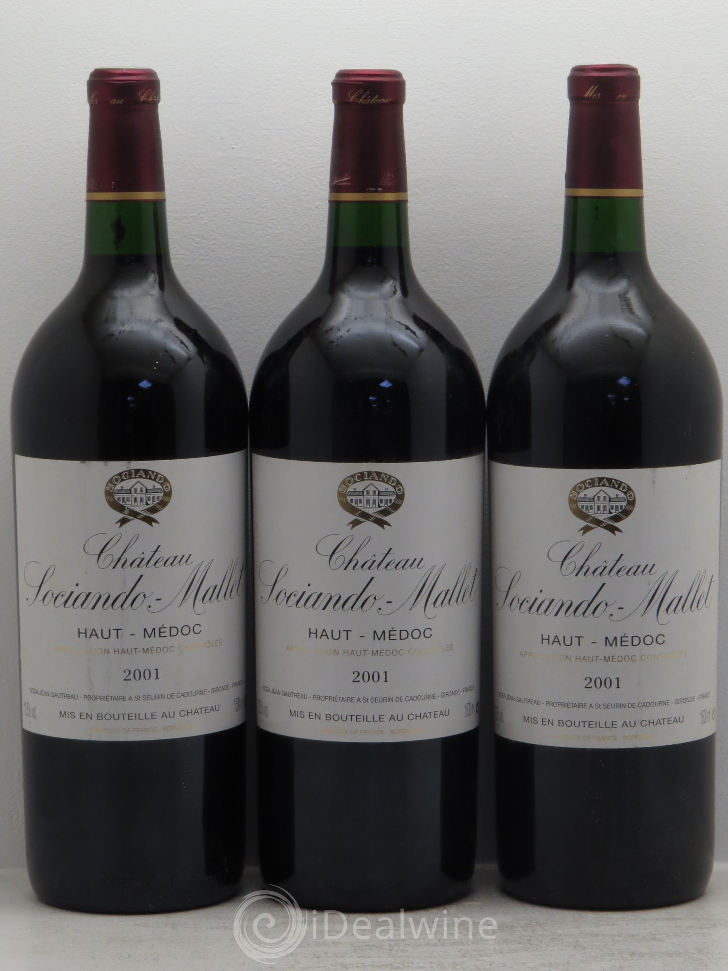 Château Sociando Mallet 2001 - Lot de 3 magnums - 0