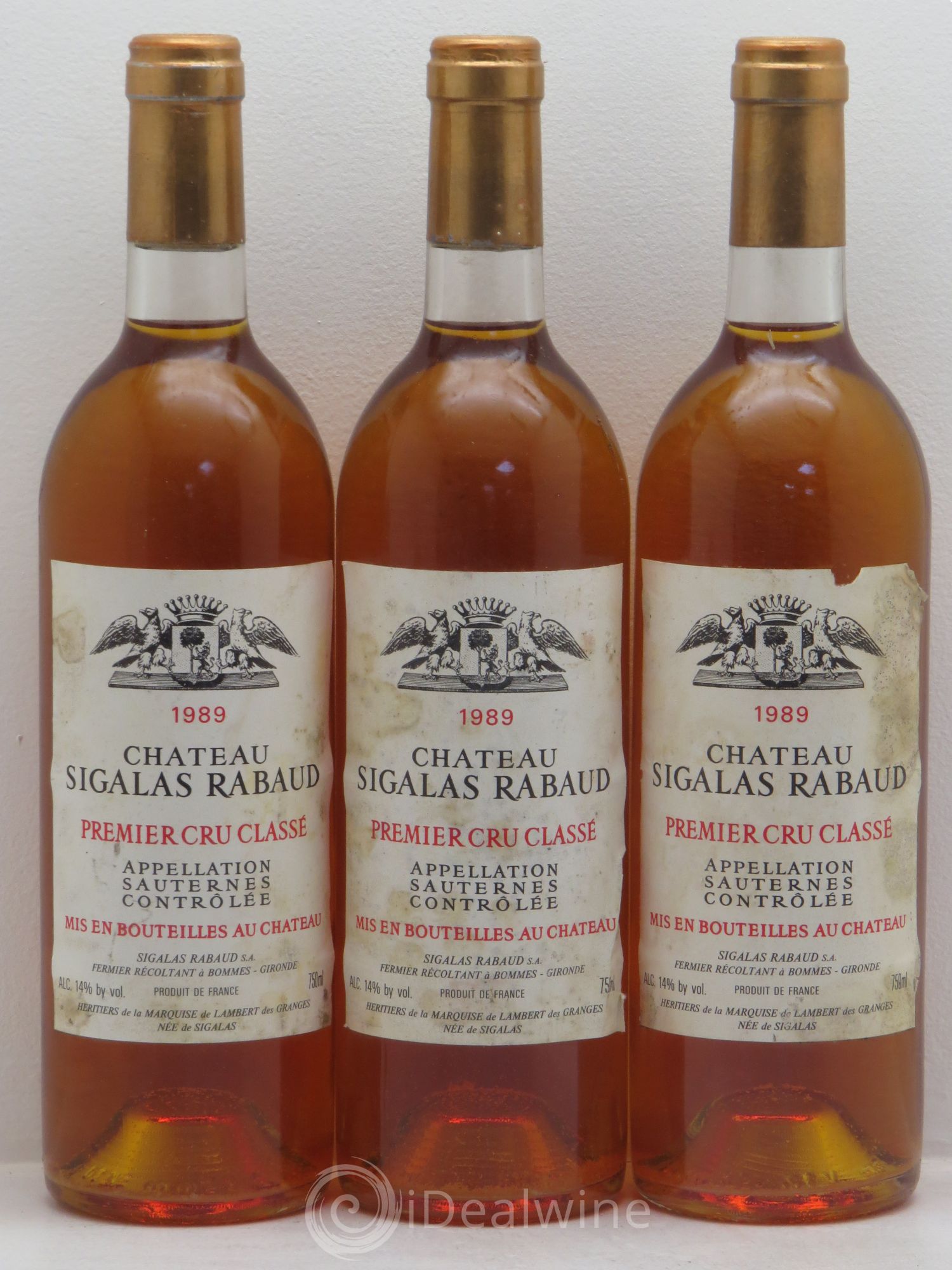 Château Sigalas Rabaud 1er Grand Cru Classé 1989 - Lotto di 3 bottiglie - 0