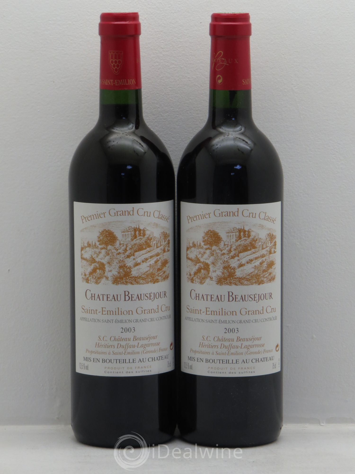 Château Beauséjour (Duffau-Lagarrosse) 1er Grand Cru Classé B 2003 - Lot de 2 bouteilles - 0