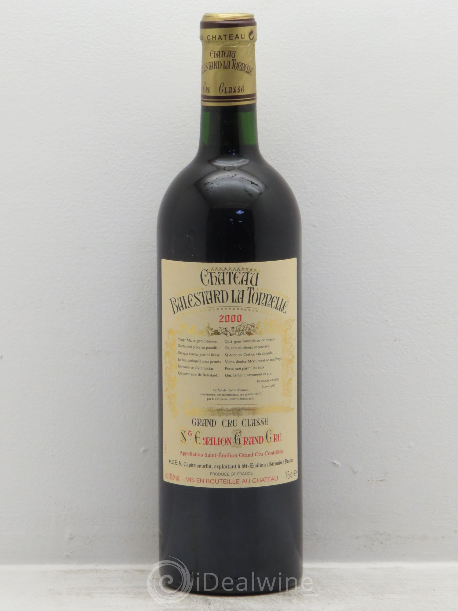 Château Balestard la Tonnelle Grand Cru Classé 2000 - Lot de 1 bouteille - 0