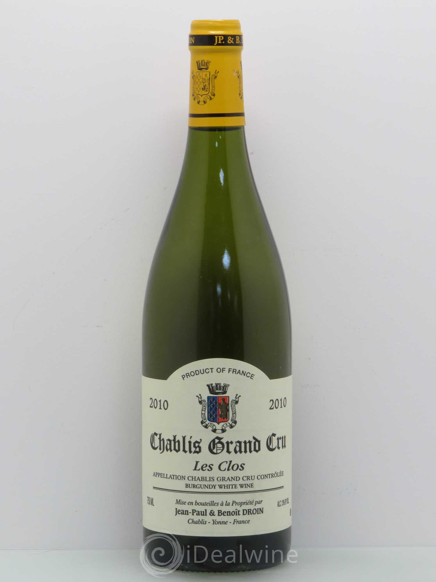 Chablis Grand Cru Les Clos Jean-Paul & Benoît Droin (Domaine) 2010 - Lot de 1 bouteille - 0