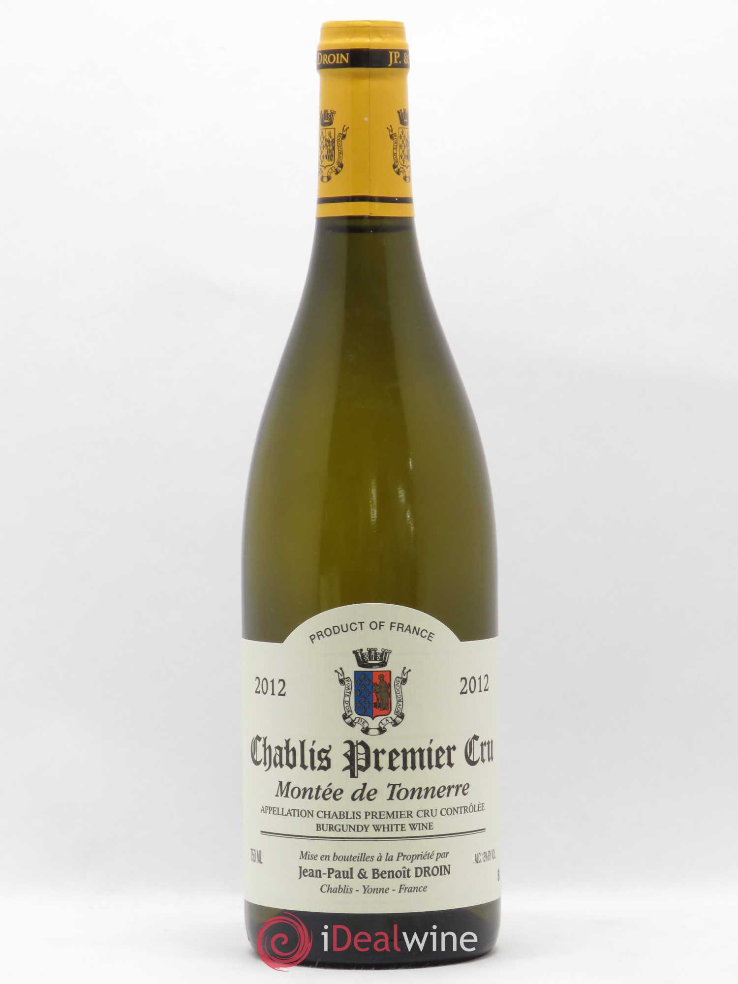 Chablis 1er Cru Montée de Tonnerre Jean-Paul & Benoît Droin (Domaine) 2012 - Lot de 1 bouteille - 0