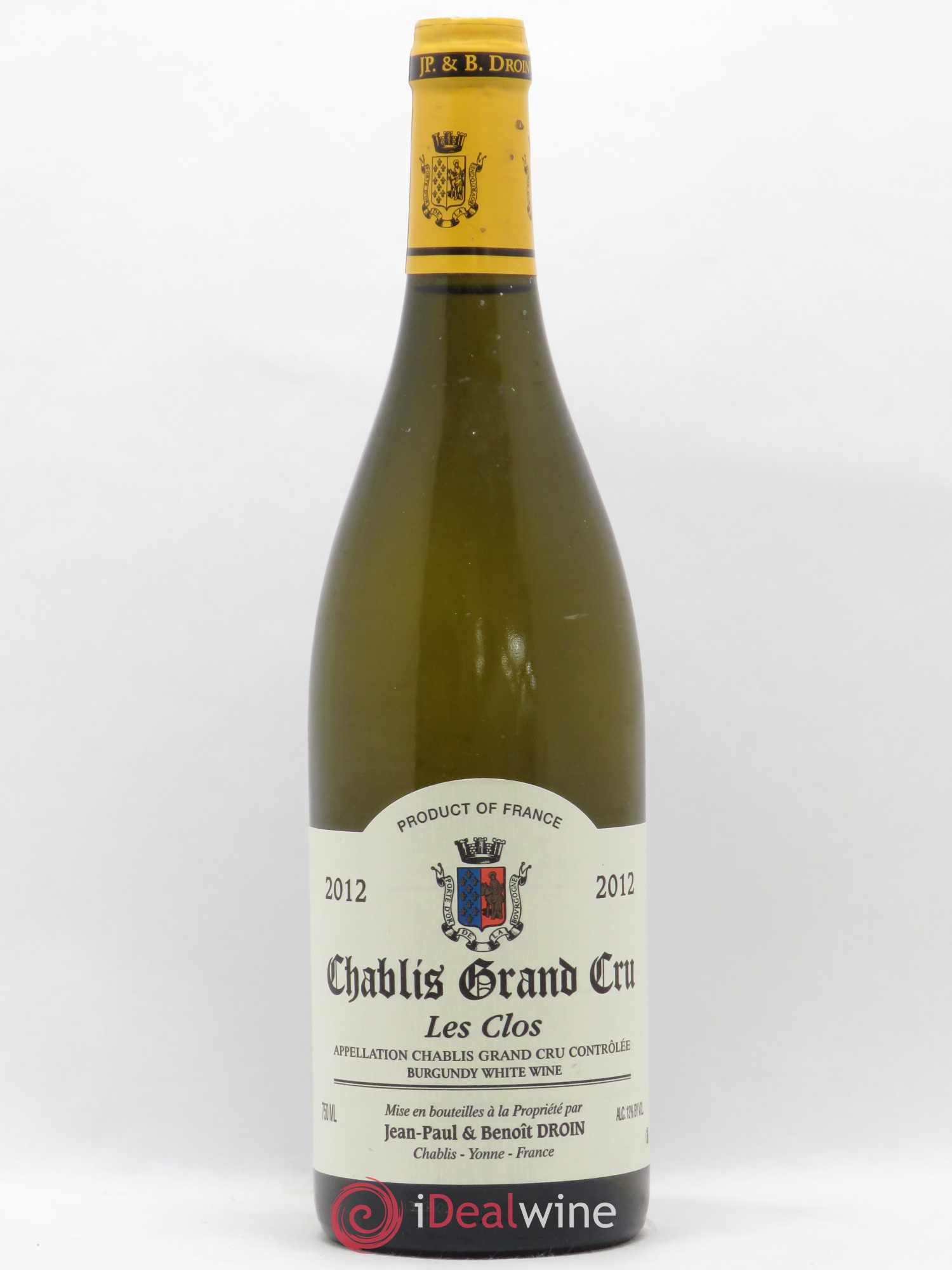 Chablis Grand Cru Les Clos Jean-Paul & Benoît Droin (Domaine) 2012 - Lot de 1 bouteille - 0