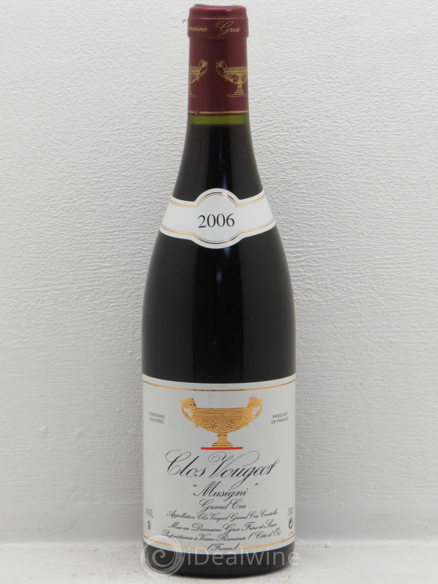 Clos de Vougeot Grand Cru Musigni Gros Frère & Soeur 2006 - Lot de 1 bouteille - 0