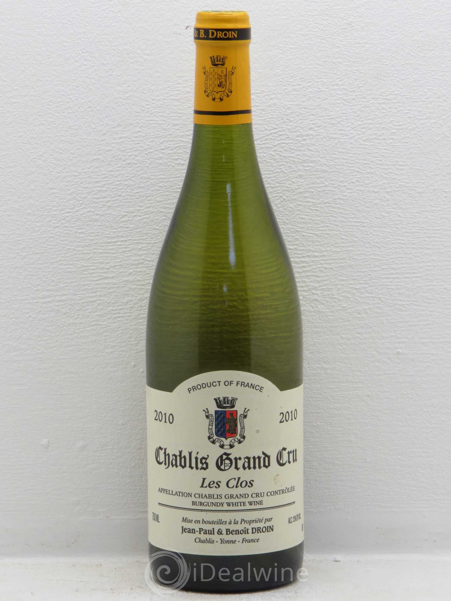 Chablis Grand Cru Les Clos Jean-Paul & Benoît Droin (Domaine) 2010 - Lot de 1 bouteille - 0