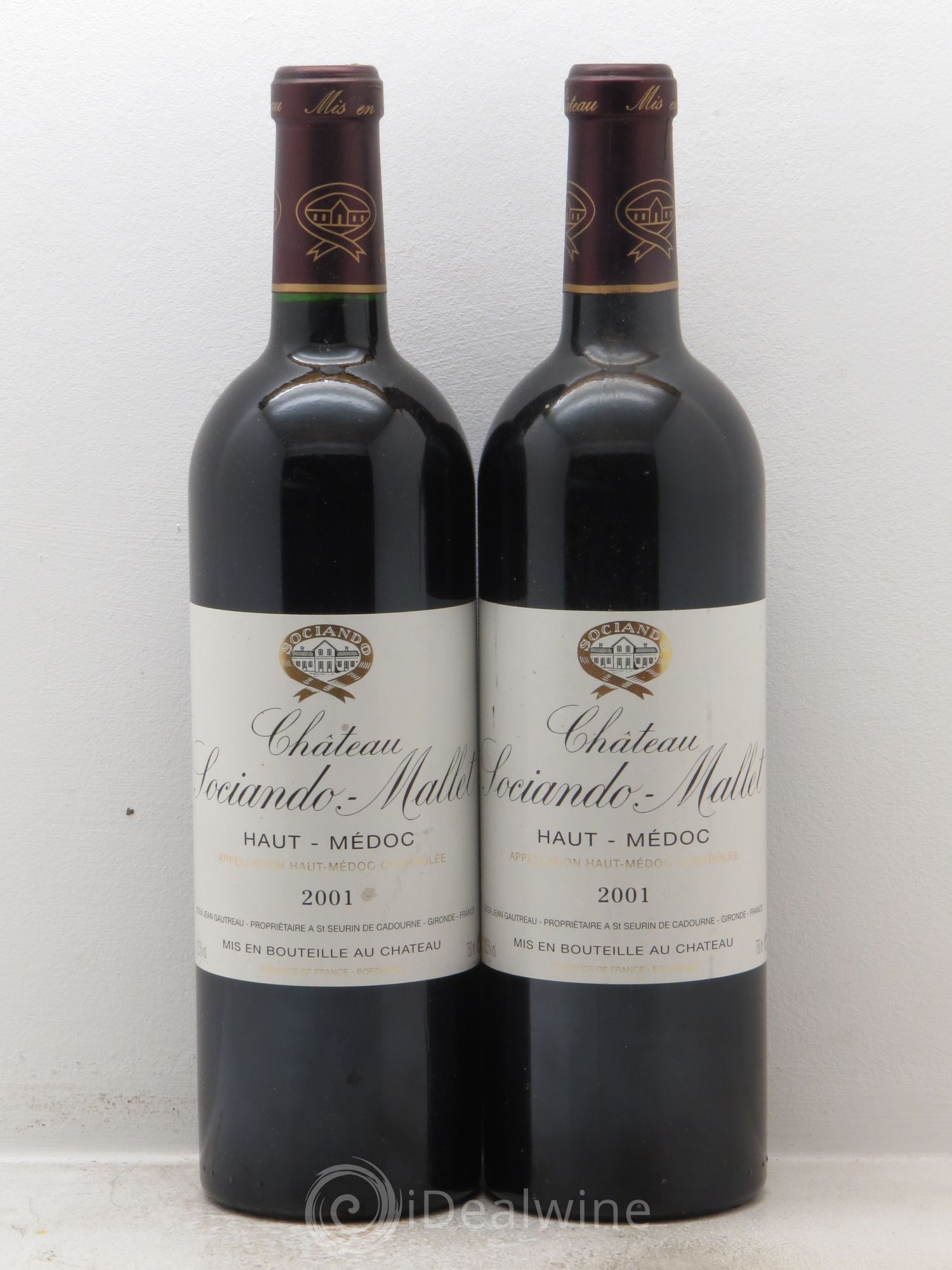 Château Sociando Mallet 2001 - Lot de 2 bouteilles - 0