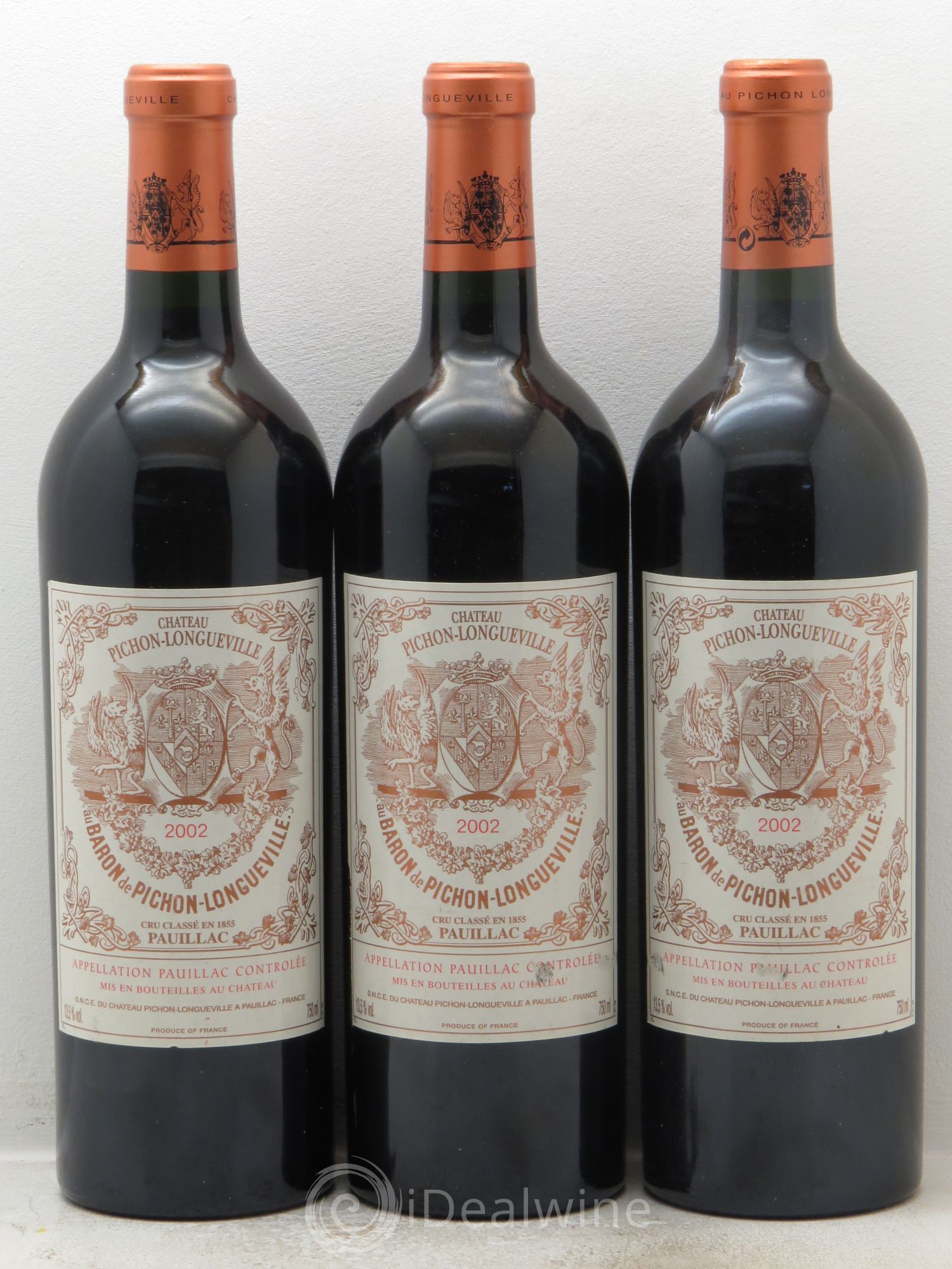 Pichon Longueville Baron 2ème Grand Cru Classé 2002 - Lot de 3 bouteilles - 0