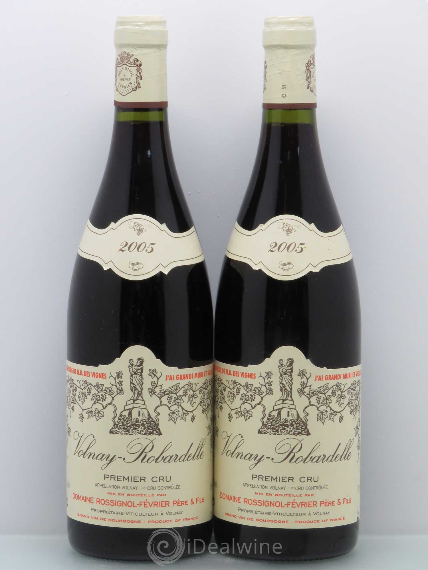 Volnay 1er Cru Robardelle Rossignol-Février 2005 - Lot de 2 bouteilles - 0