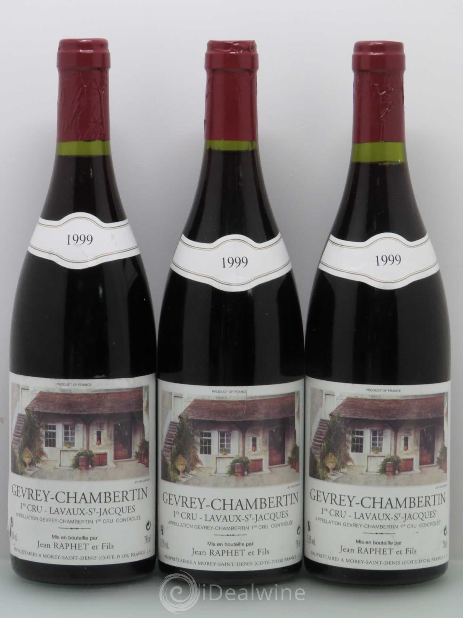 Gevrey-Chambertin 1er Cru Lavaux Saint Jacques Jean Raphet 1999 - Posten von 3 Flaschen - 0