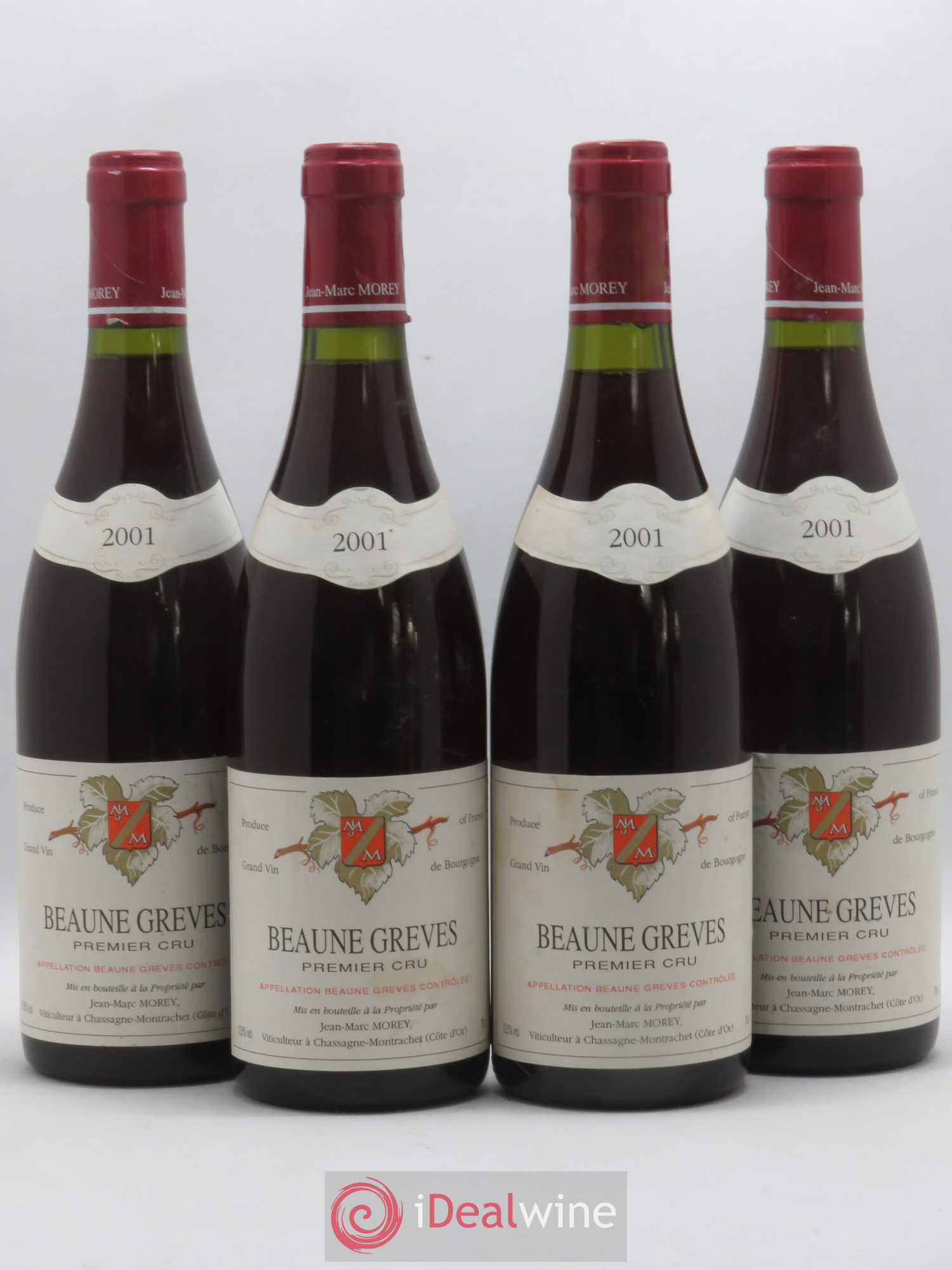 Beaune 1er Cru Grèves Jean Marc Morey 2001 - Lot de 4 bouteilles - 0