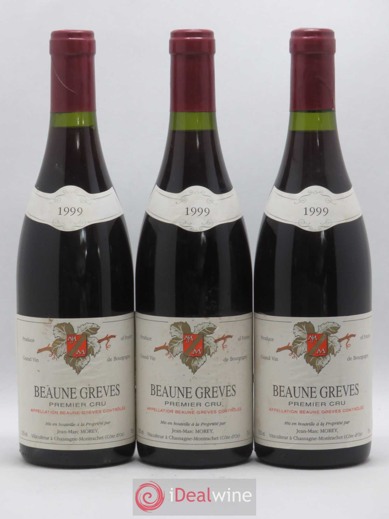 Beaune 1er Cru Grèves Jean Marc Morey 1999 - Posten von 3 Flaschen - 0